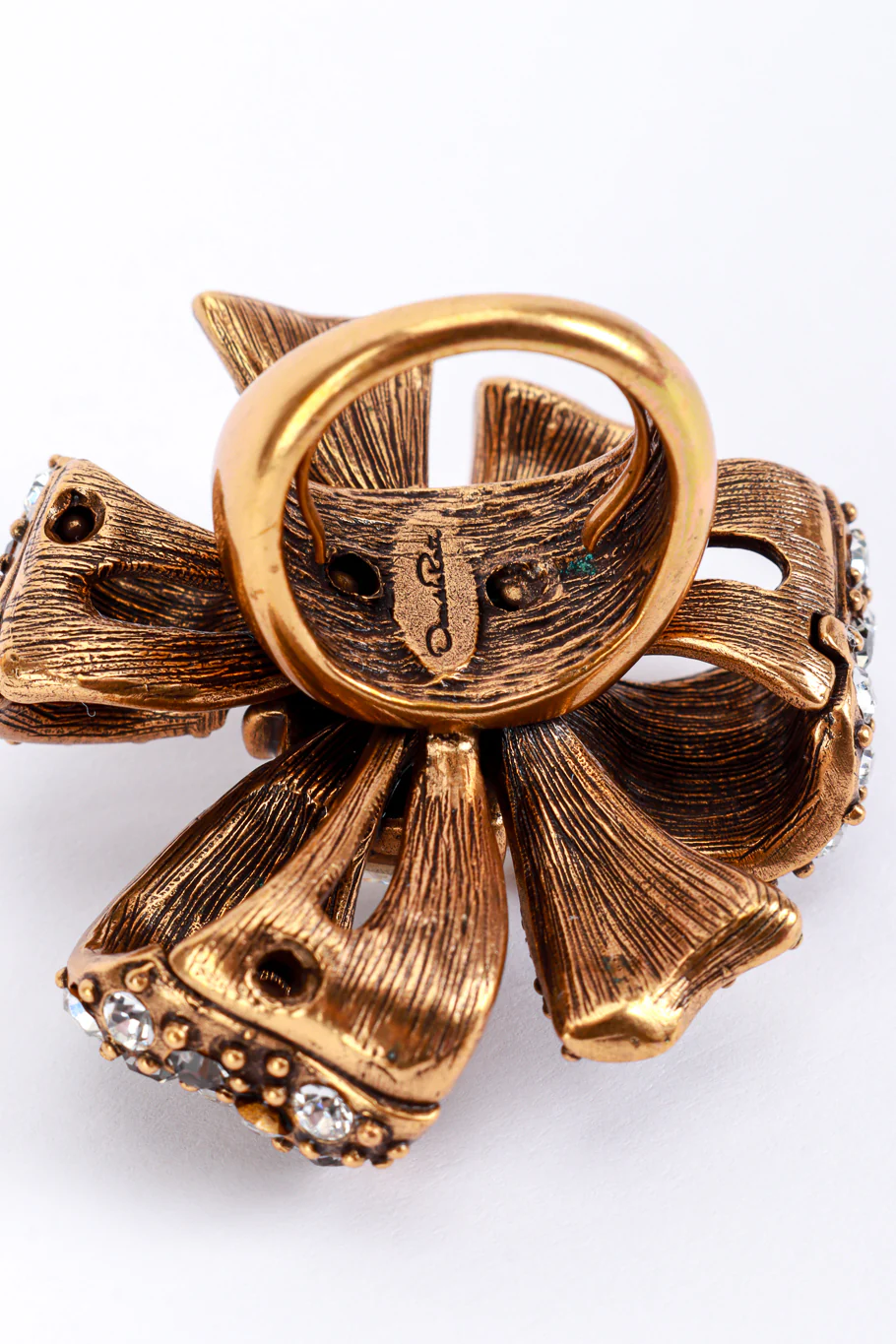 Two-Tone Crystal Pinwheel Bow Ring - Image 5