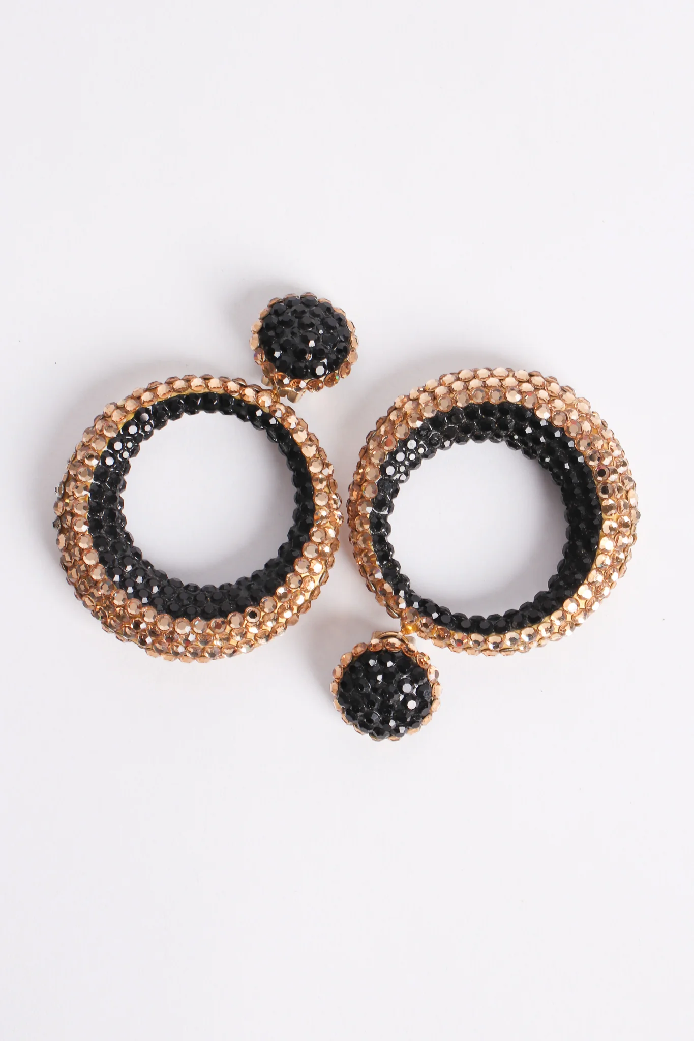 Two-Tone Rhinestone Hoop Earrings - Image 3