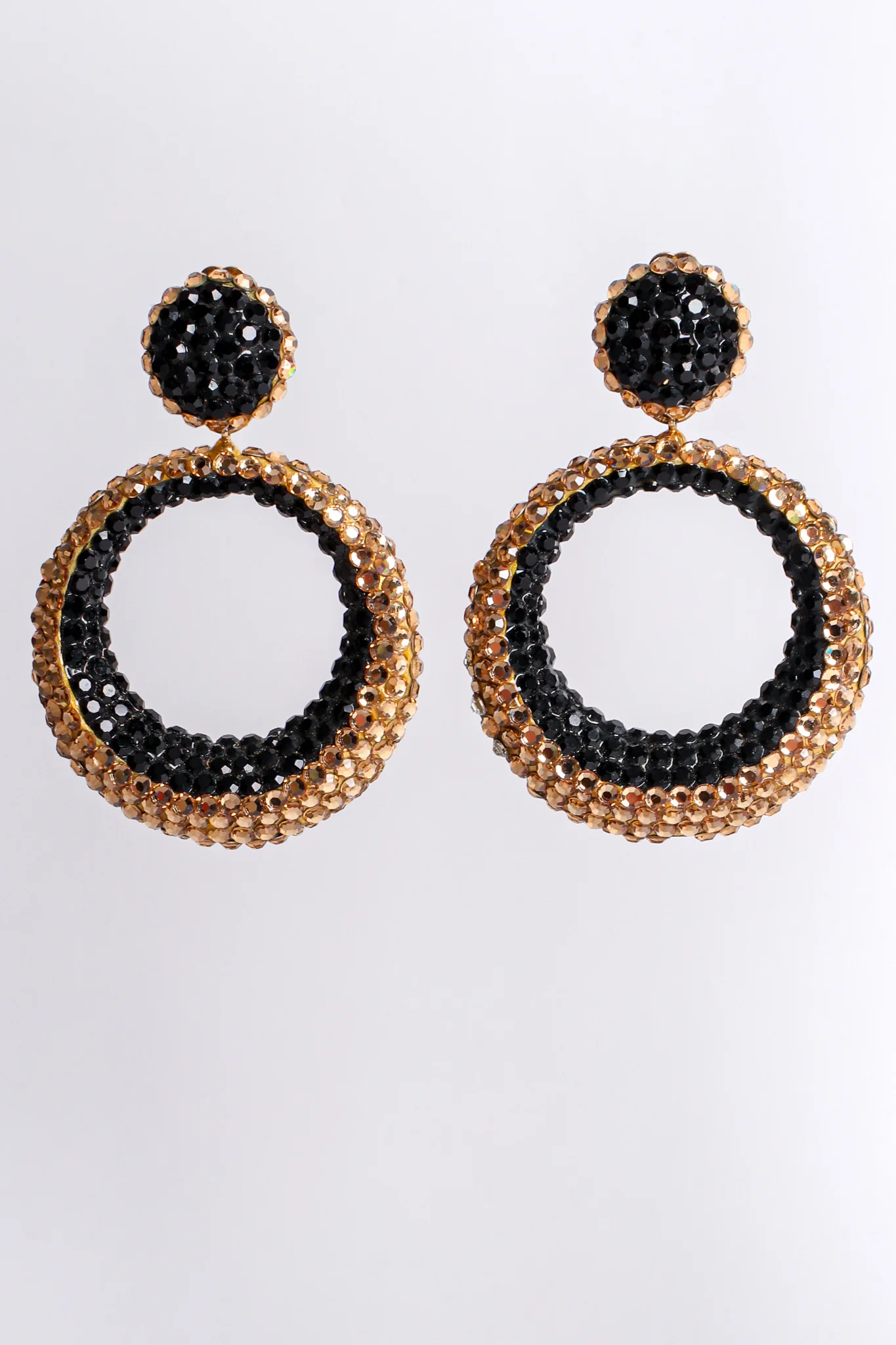 Two-Tone Rhinestone Hoop Earrings - Image 4