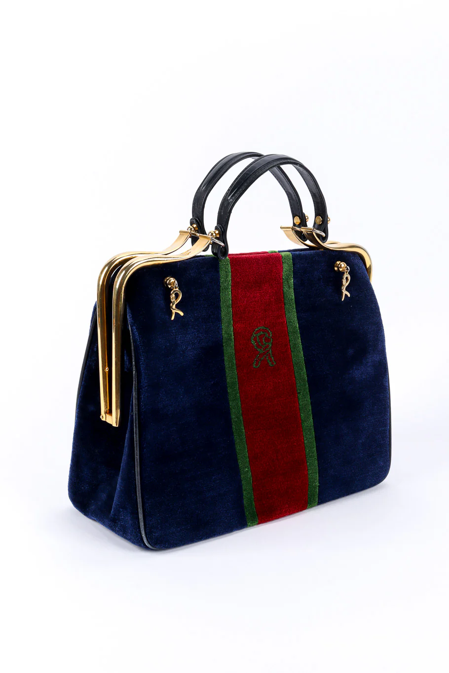 Velvet Caravel Stripe Frame Bag - Image 5