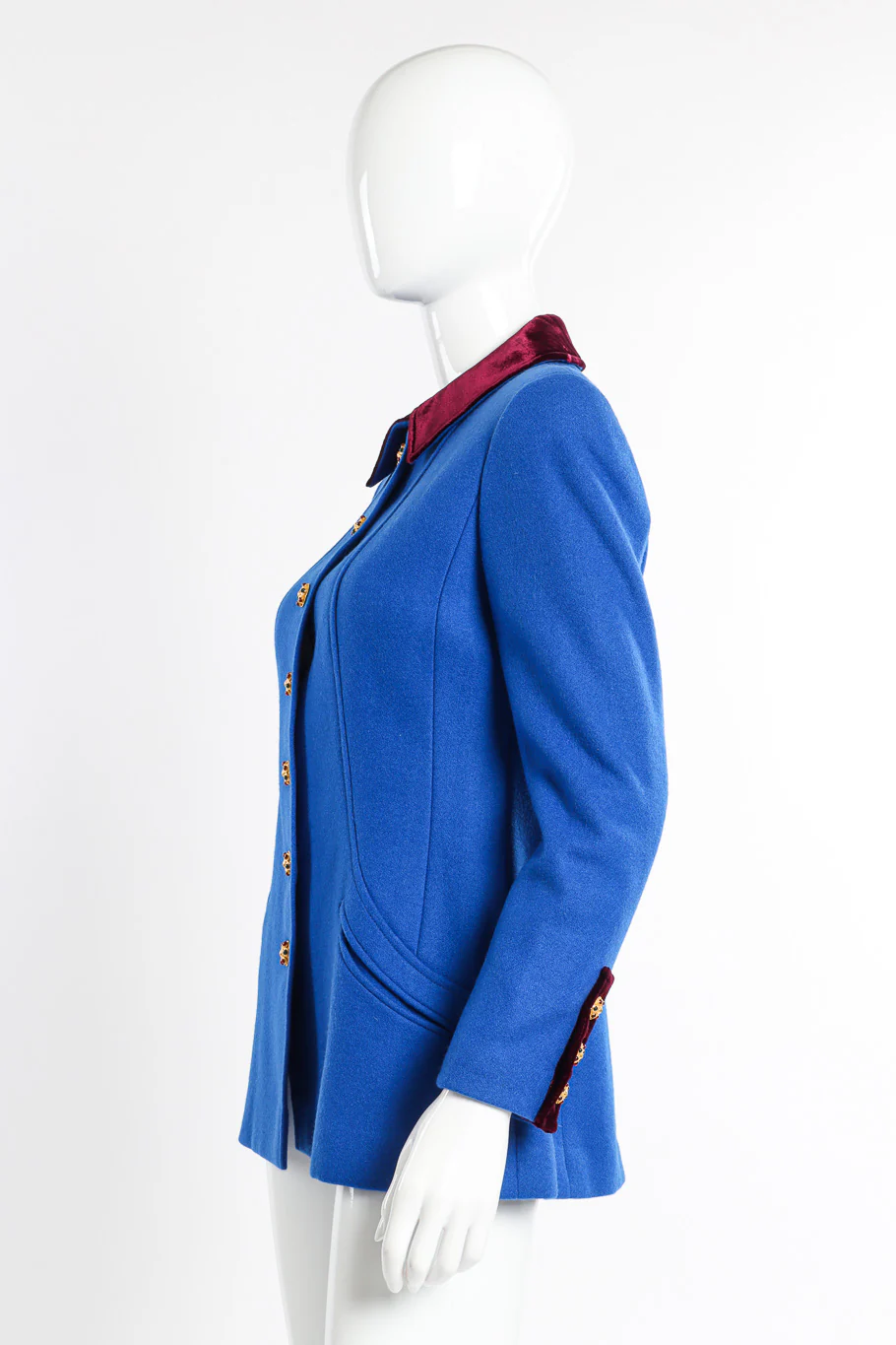 Velvet Collar Wool Jacket - Image 3