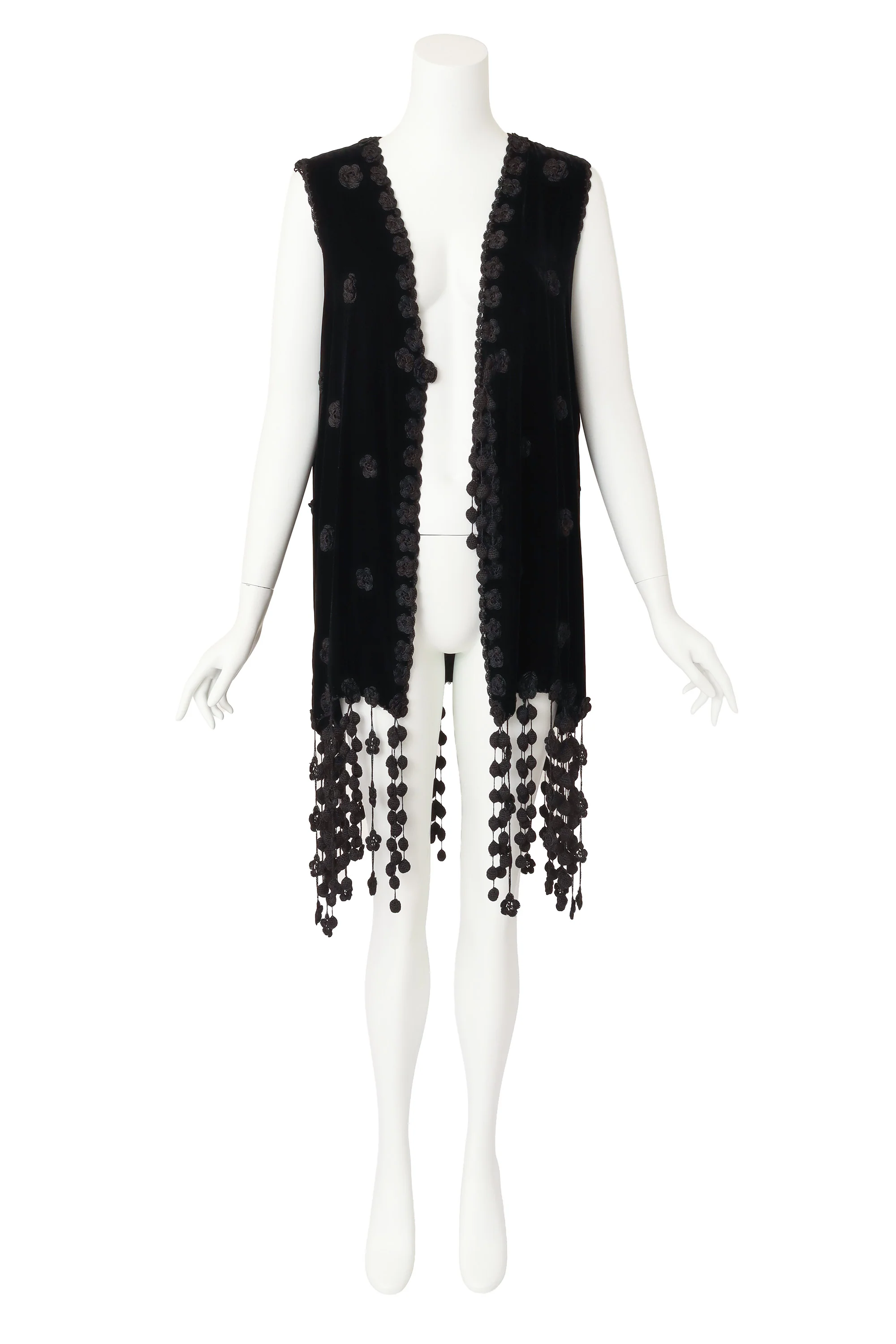 Velvet Crochet Fringe Vest