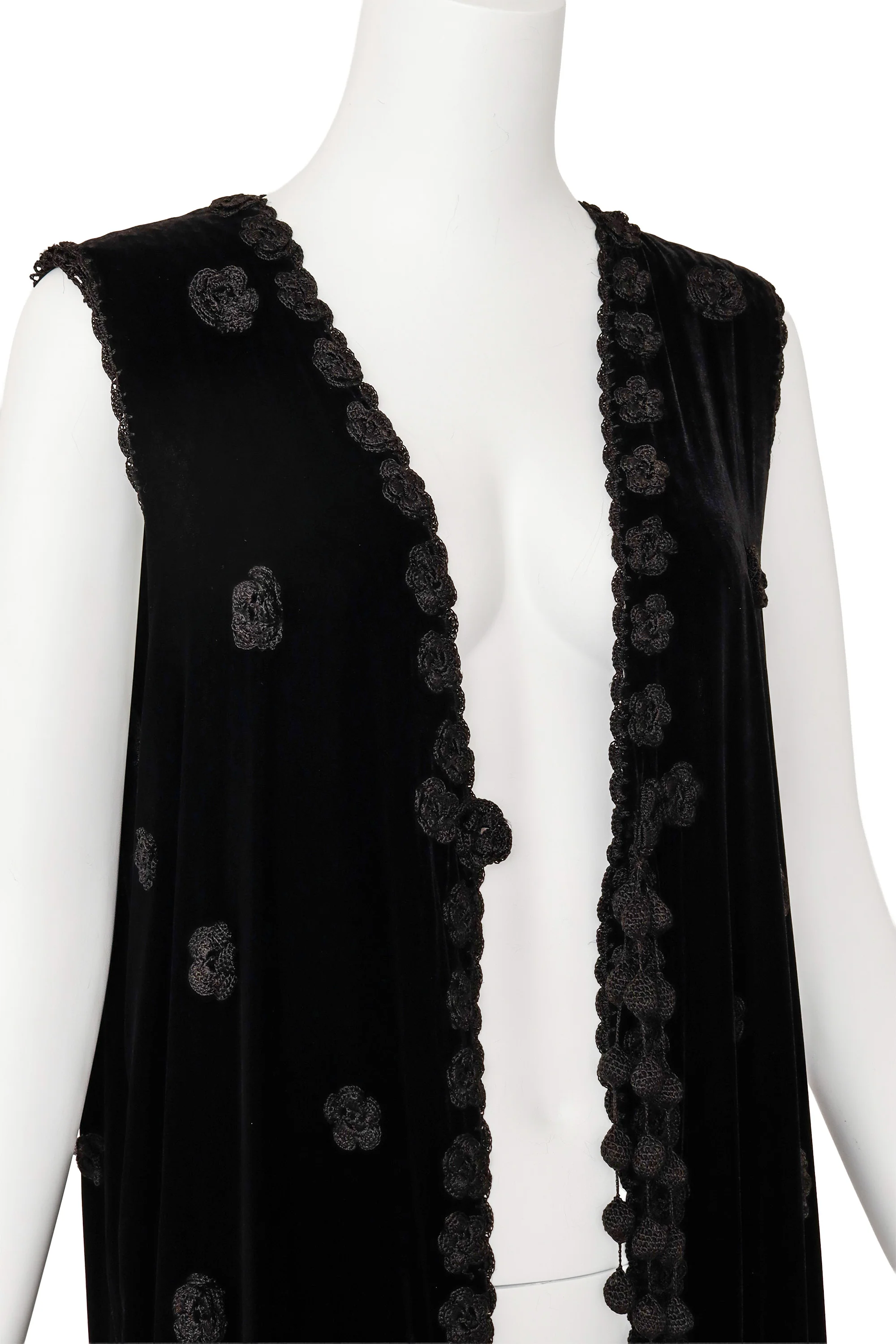 Velvet Crochet Fringe Vest - Image 2