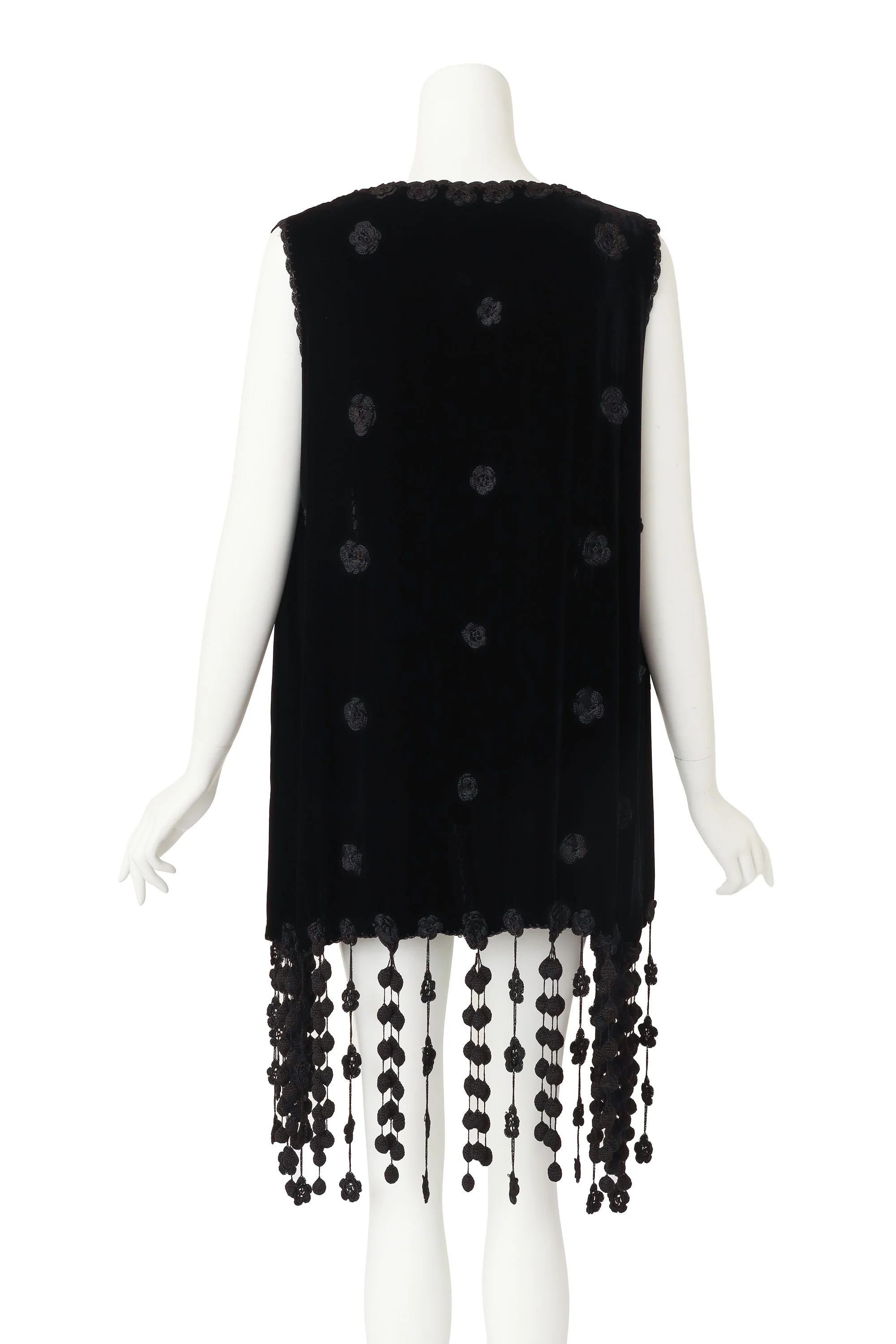 Velvet Crochet Fringe Vest - Image 4