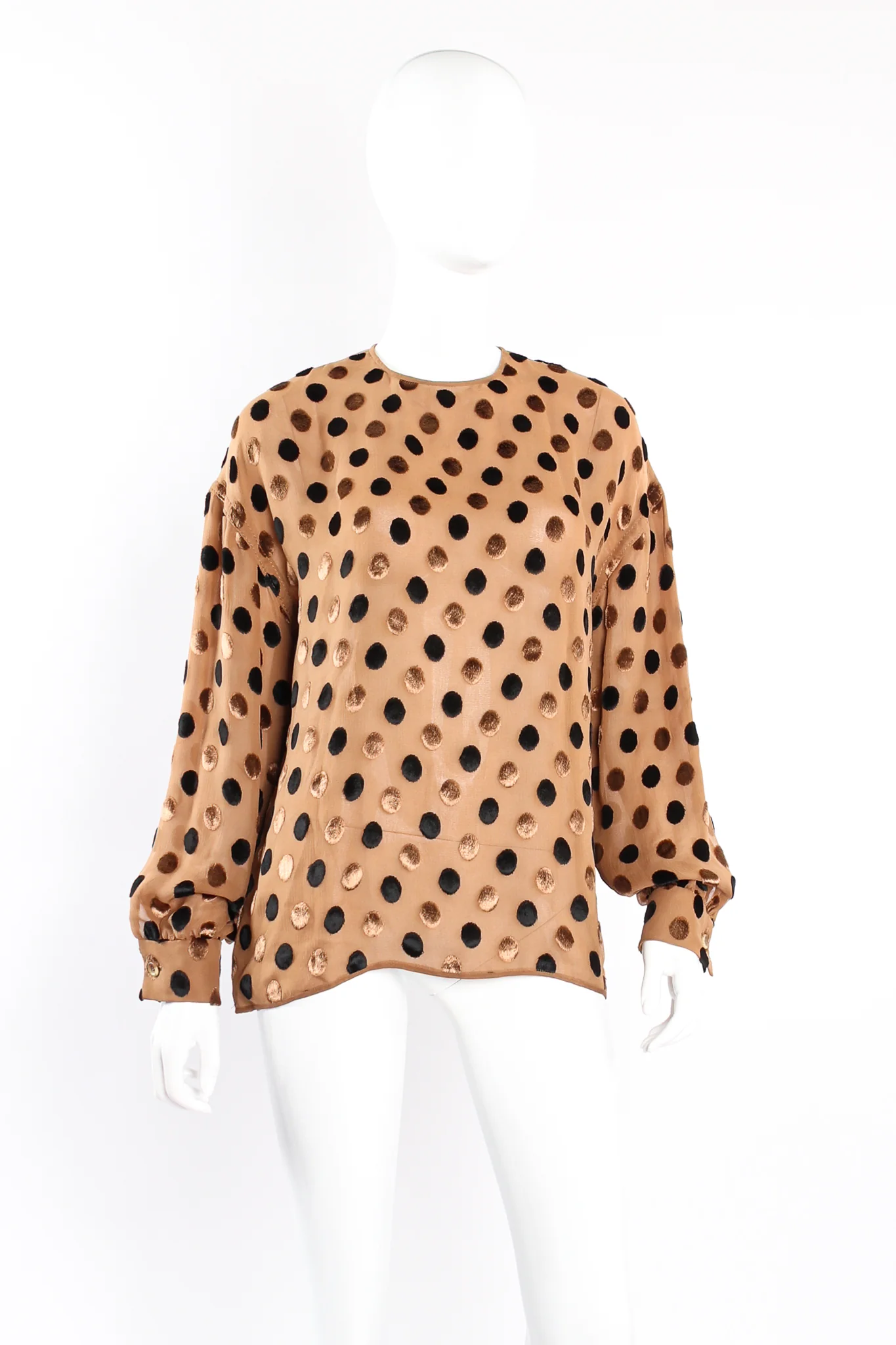 Velvet Dot Crinkle Chiffon Blouse - Image 3