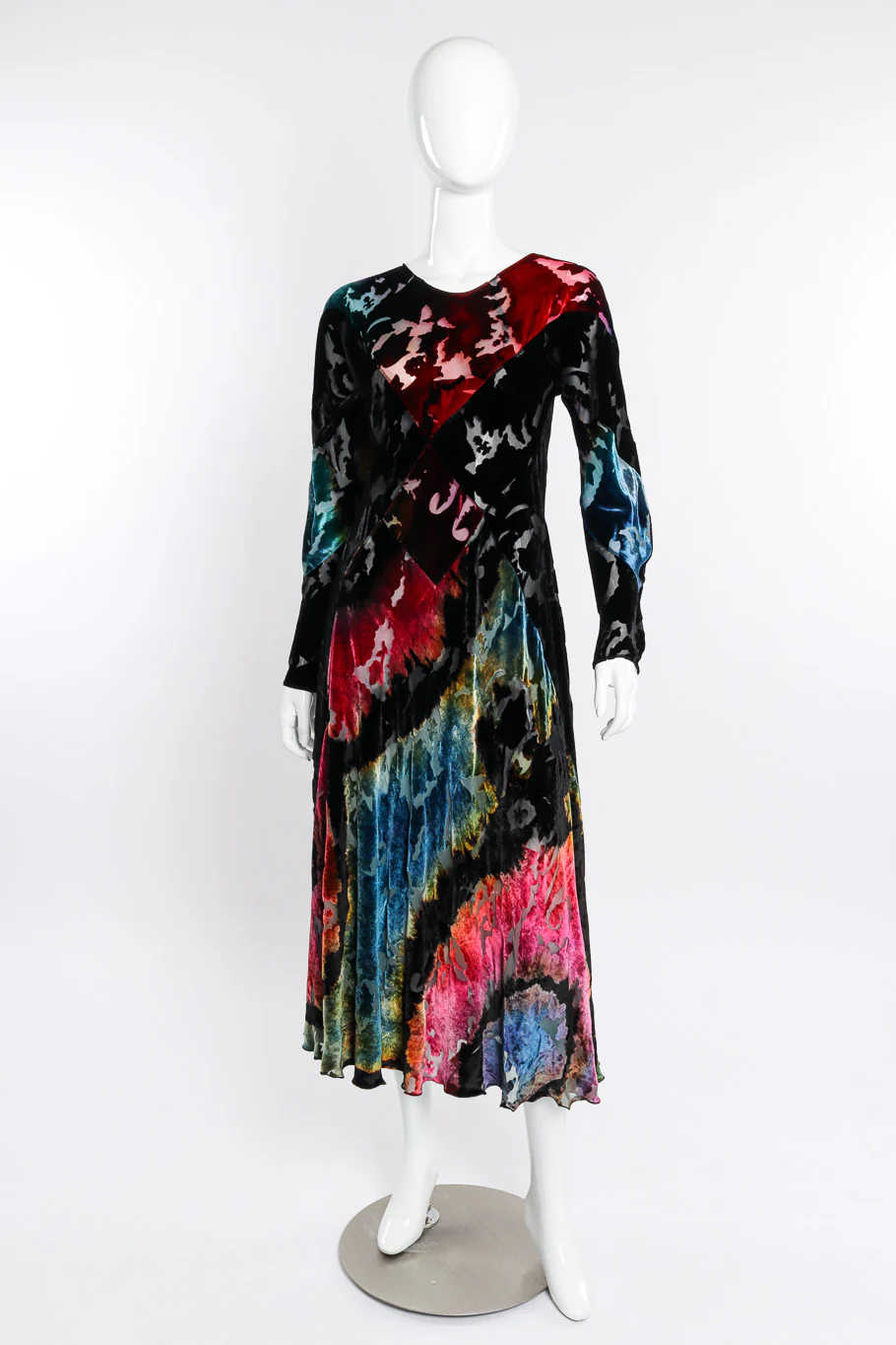 Velvet Floral Burnout Bias Dress
