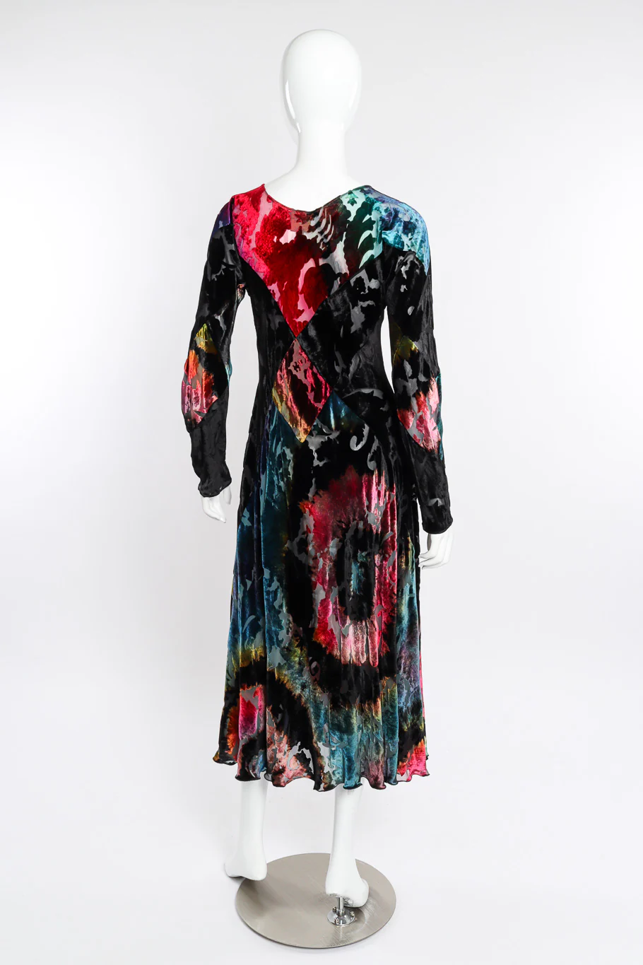 Velvet Floral Burnout Bias Dress - Image 3