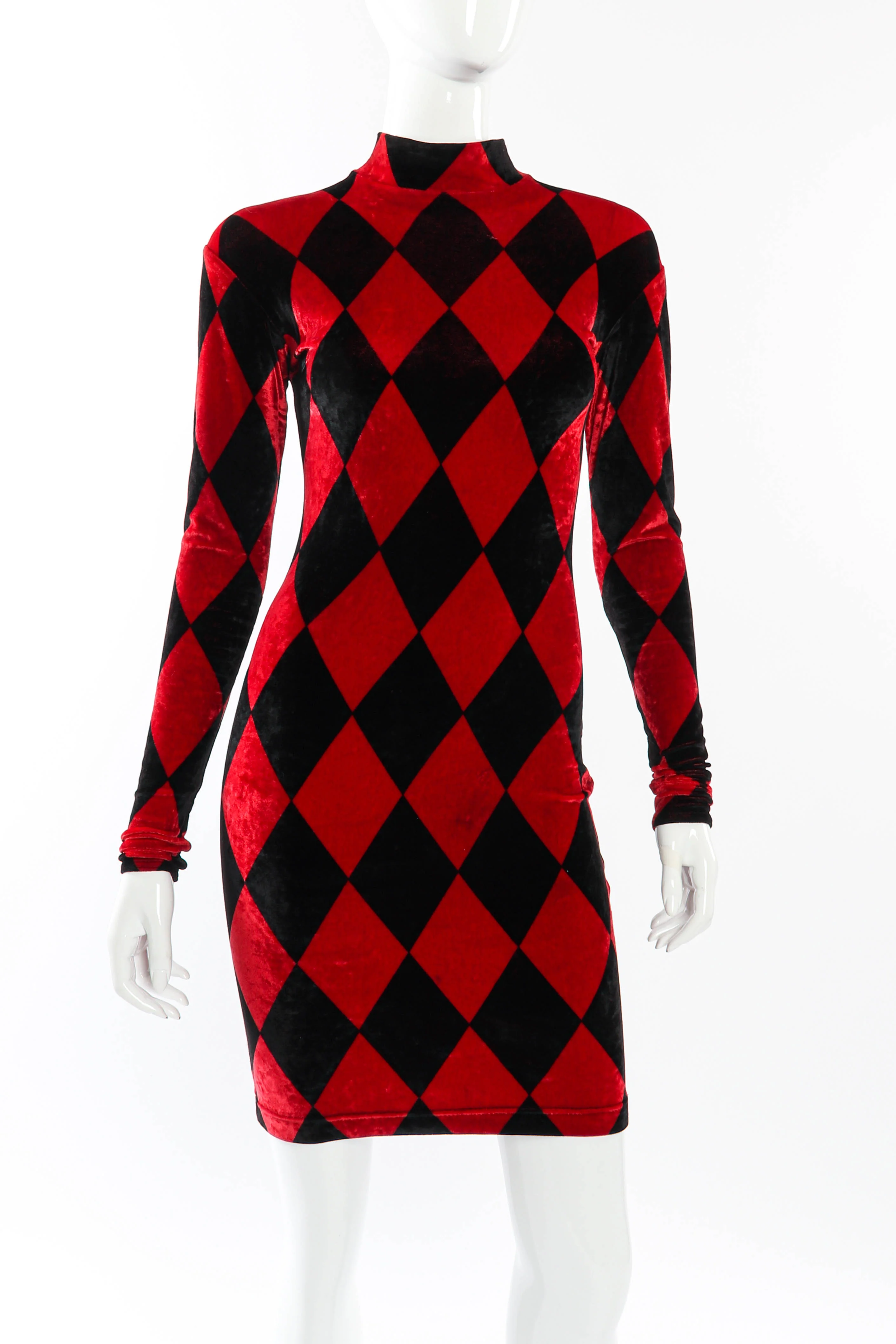 Velvet Harlequin Dress - Image 4