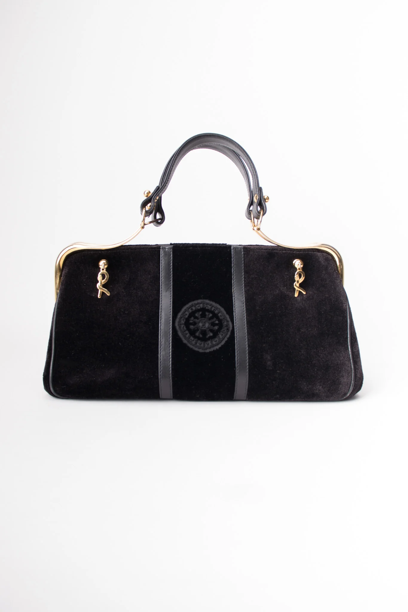 Velvet Hinged Frame Handbag - Image 3
