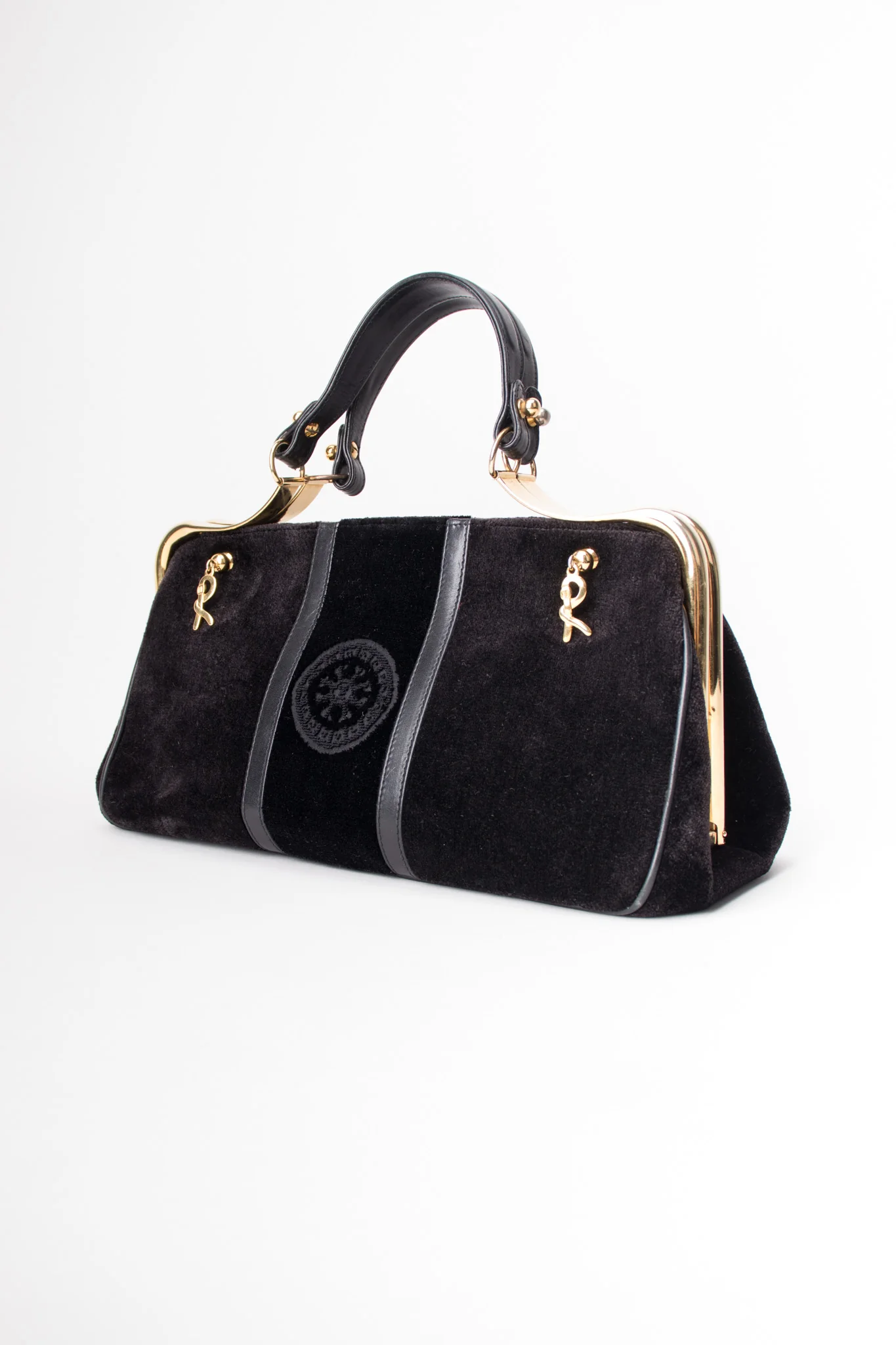 Velvet Hinged Frame Handbag - Image 4