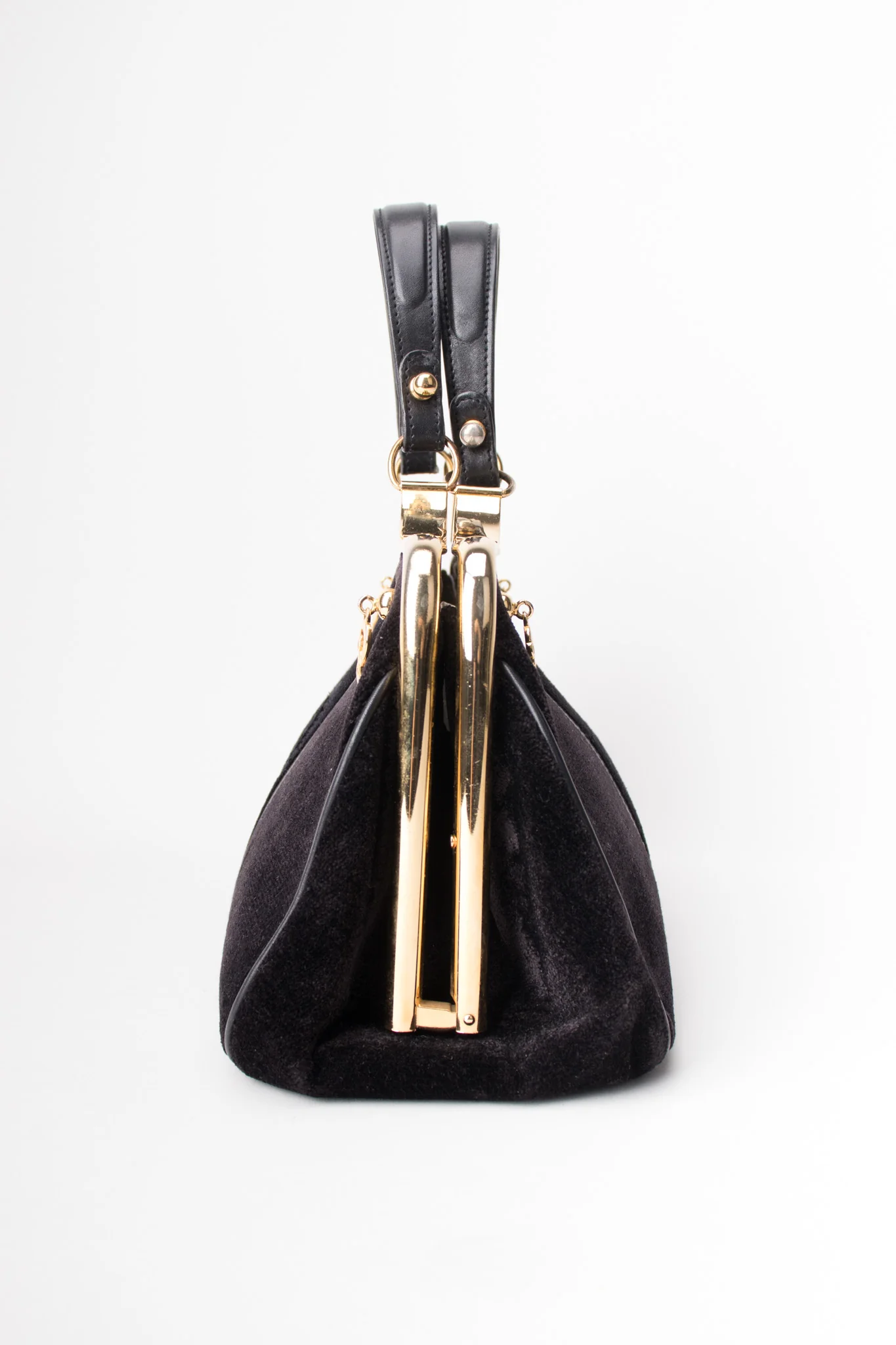Velvet Hinged Frame Handbag - Image 5