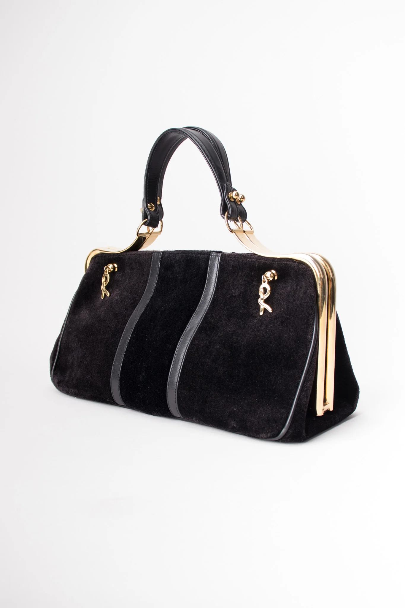 Velvet Hinged Frame Handbag - Image 8