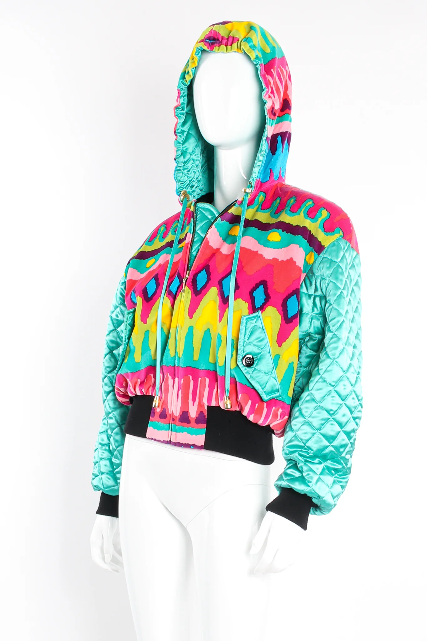 Velvet Ikat Hooded Bomber Jacket - Image 2