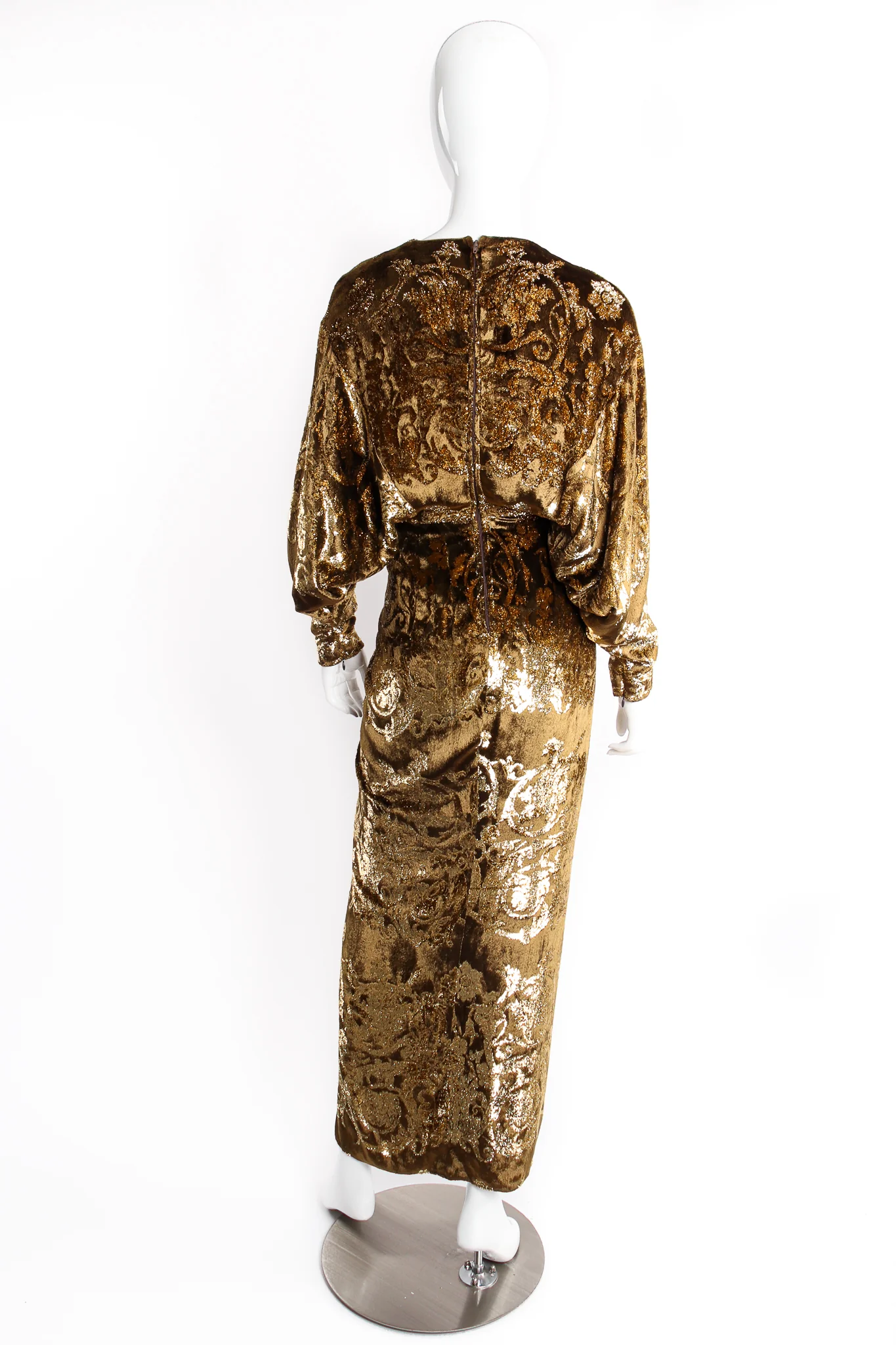 Velvet Lamé Batwing Plunge Dress - Image 6