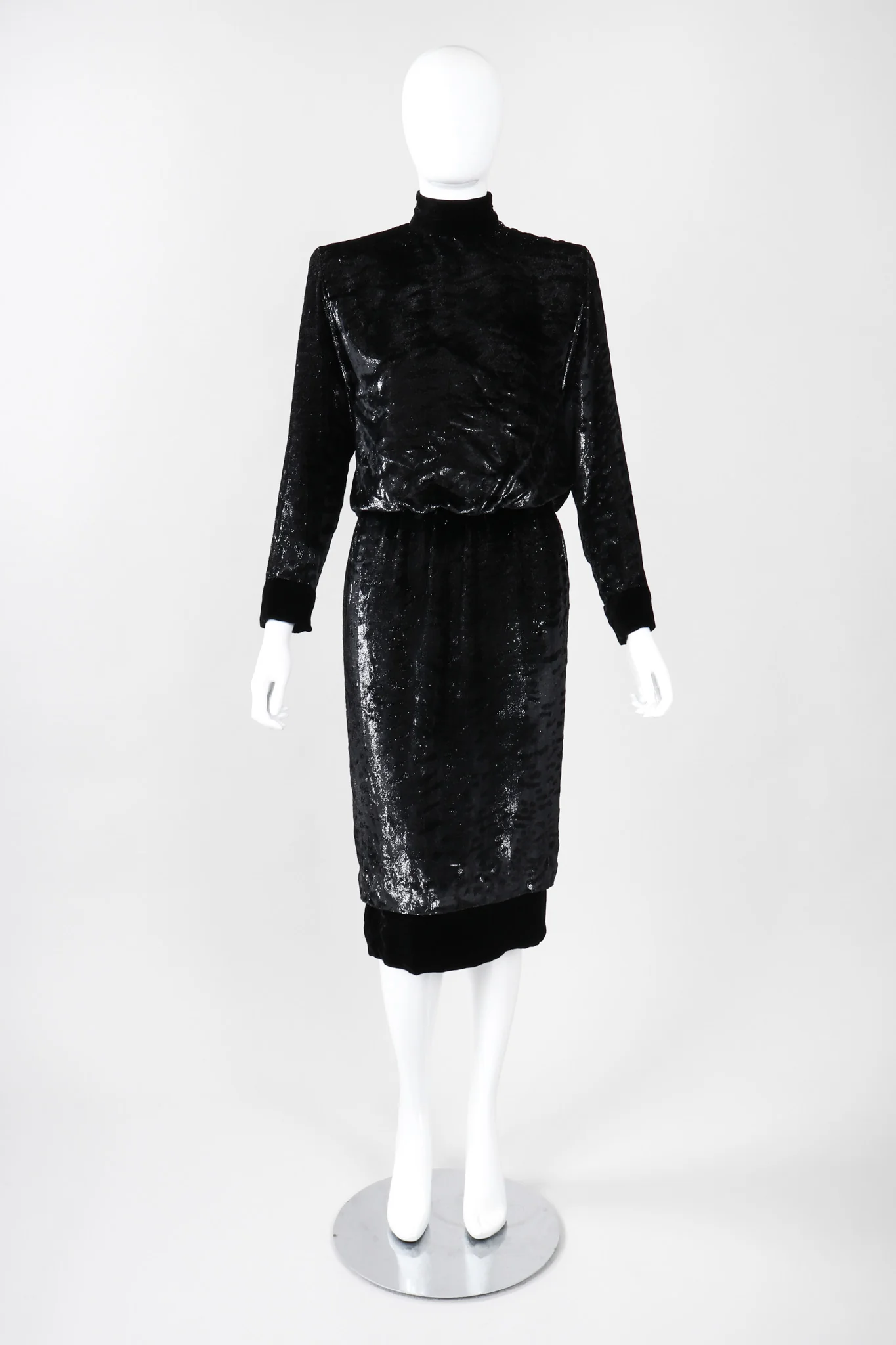 Velvet Lamé Blouson Dress - Image 3