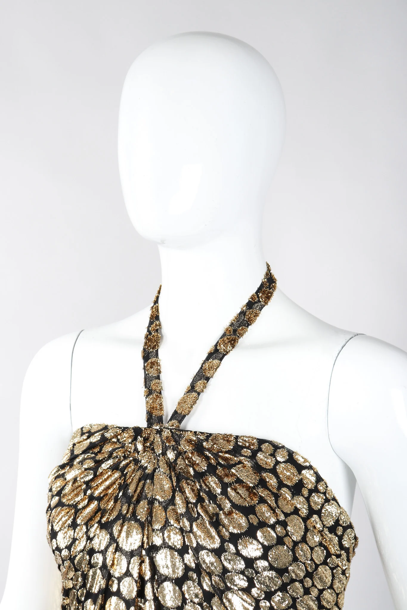 Velvet Lamé Bubble Burnout Halter Gown - Image 8