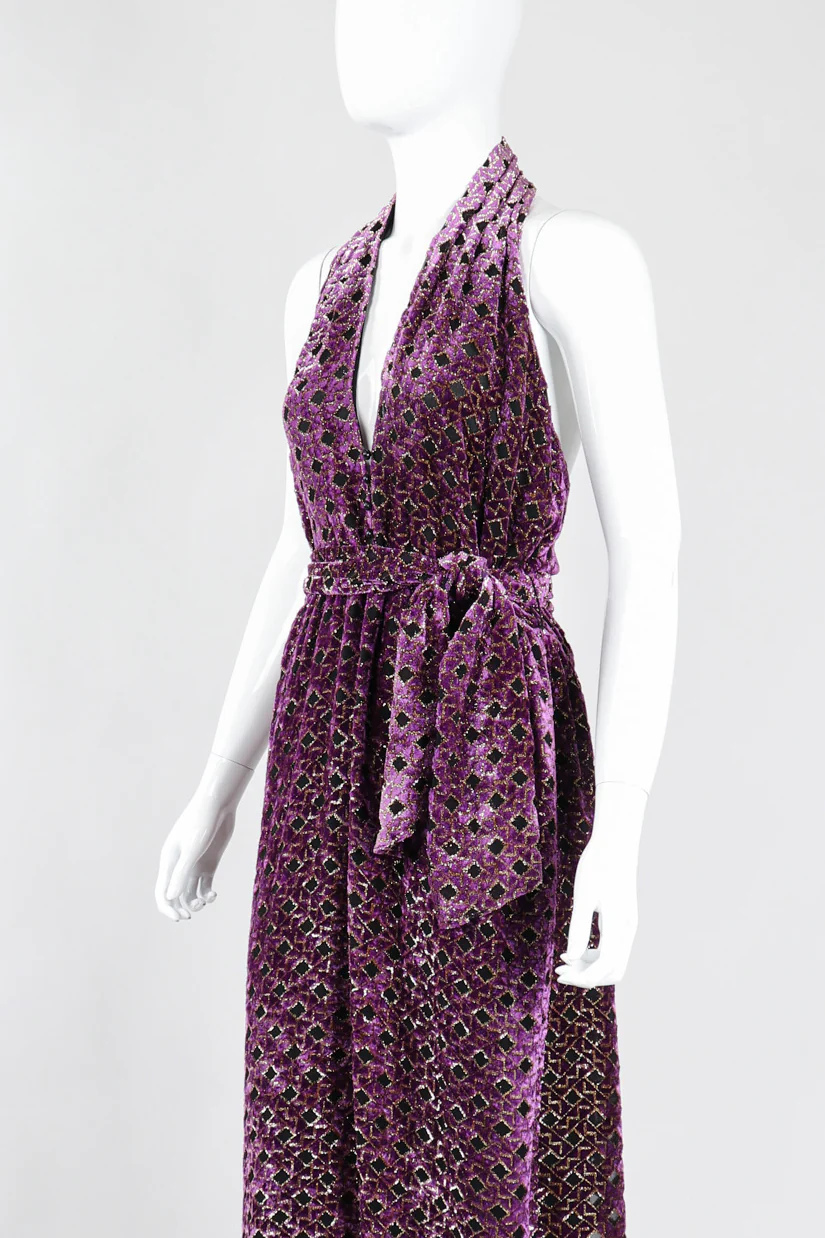 Velvet Lamé Moroccan Tile Halter Dress