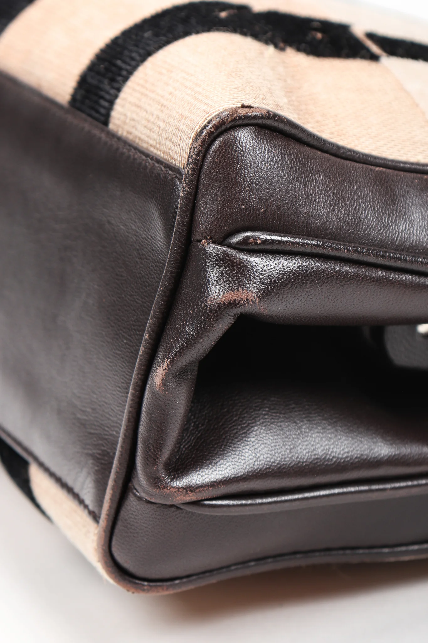 Velvet & Leather Hinged Frame Mini Luggage - Image 13