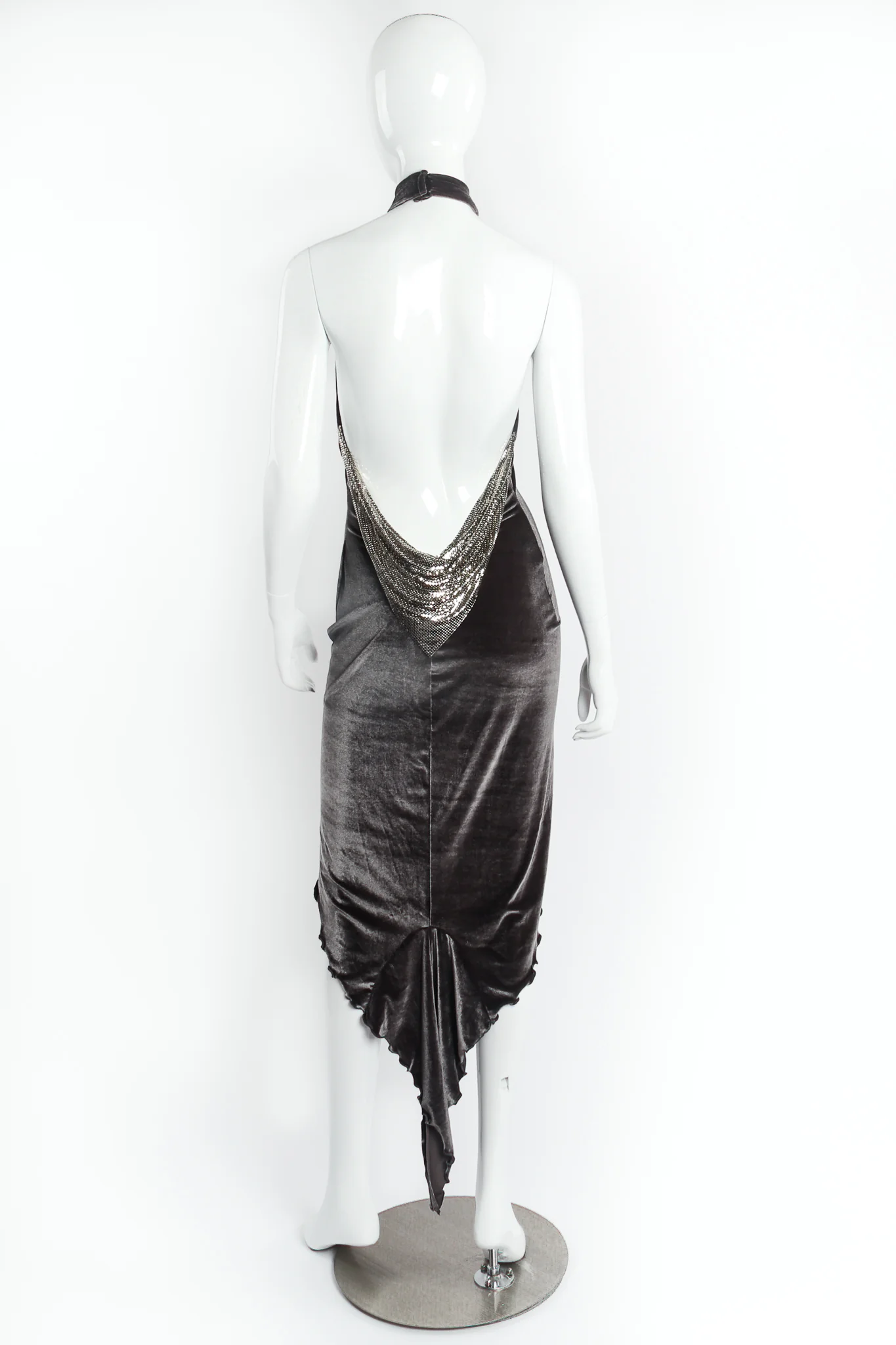 Velvet Mock Neck Cowl Back Dress - Image 2