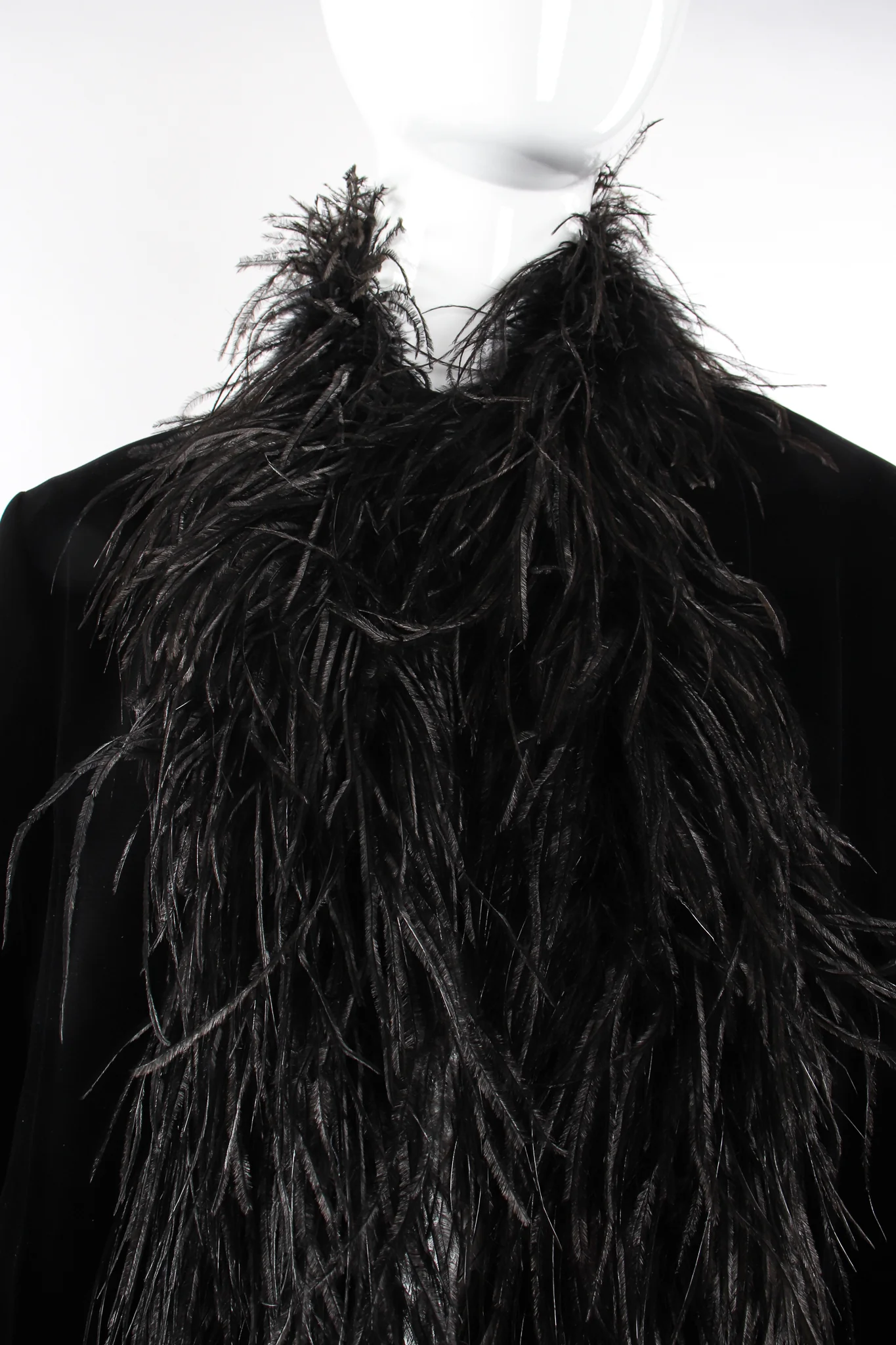 Velvet Ostrich Feather Trim Coat - Image 4