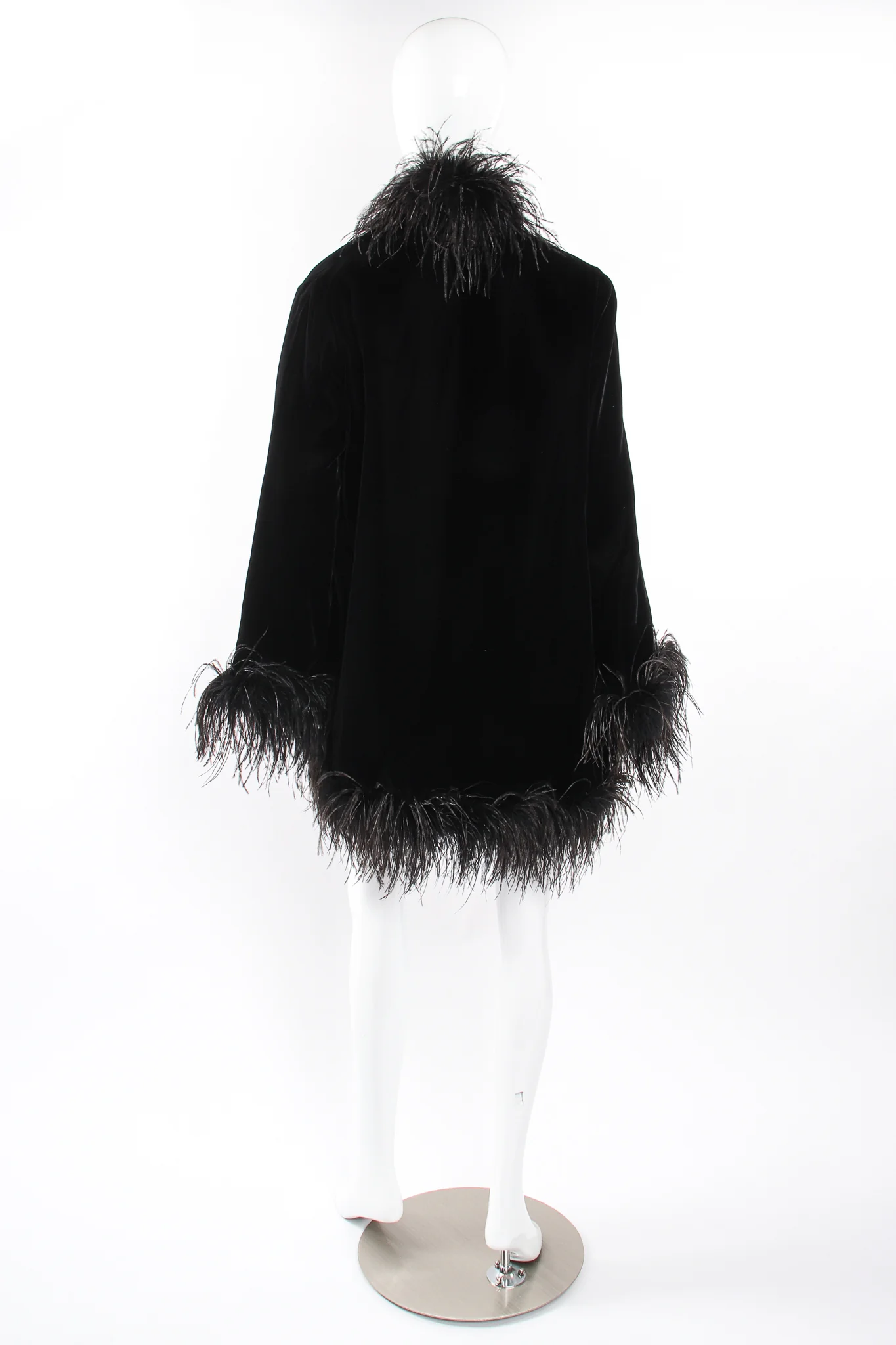 Velvet Ostrich Feather Trim Coat - Image 7