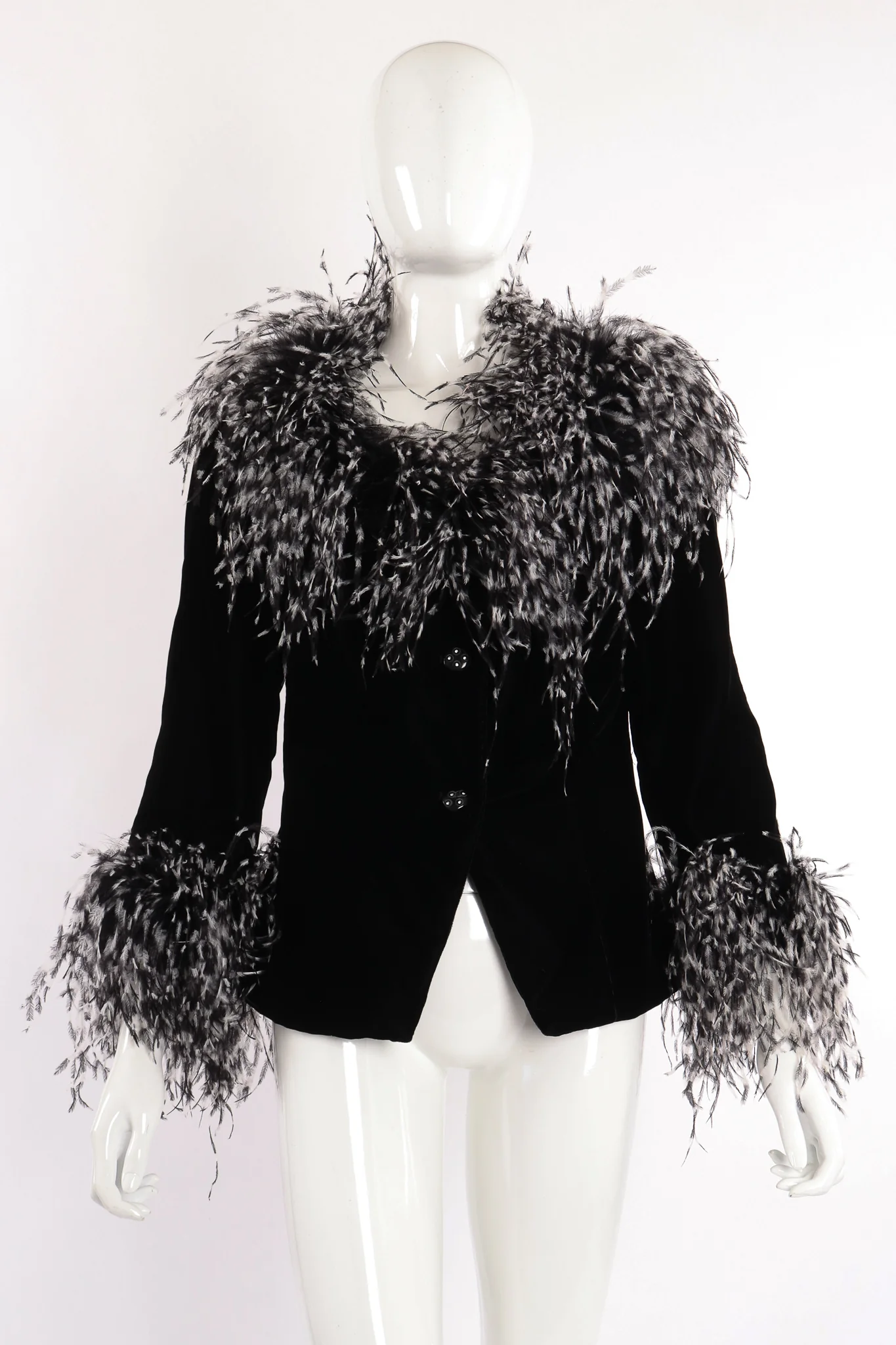 Velvet Ostrich Feather Jacket - Image 7