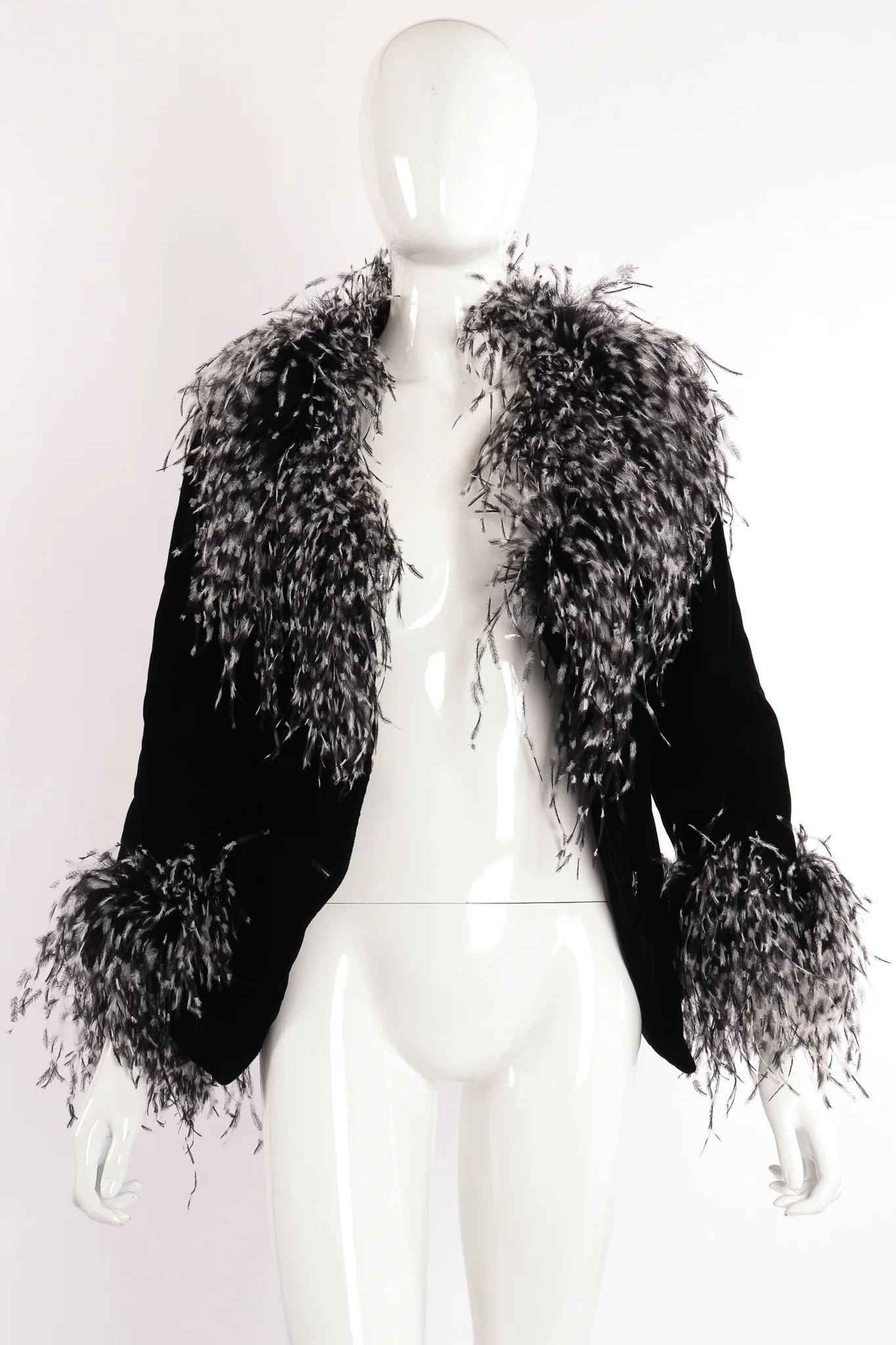 Velvet Ostrich Feather Jacket - Image 8