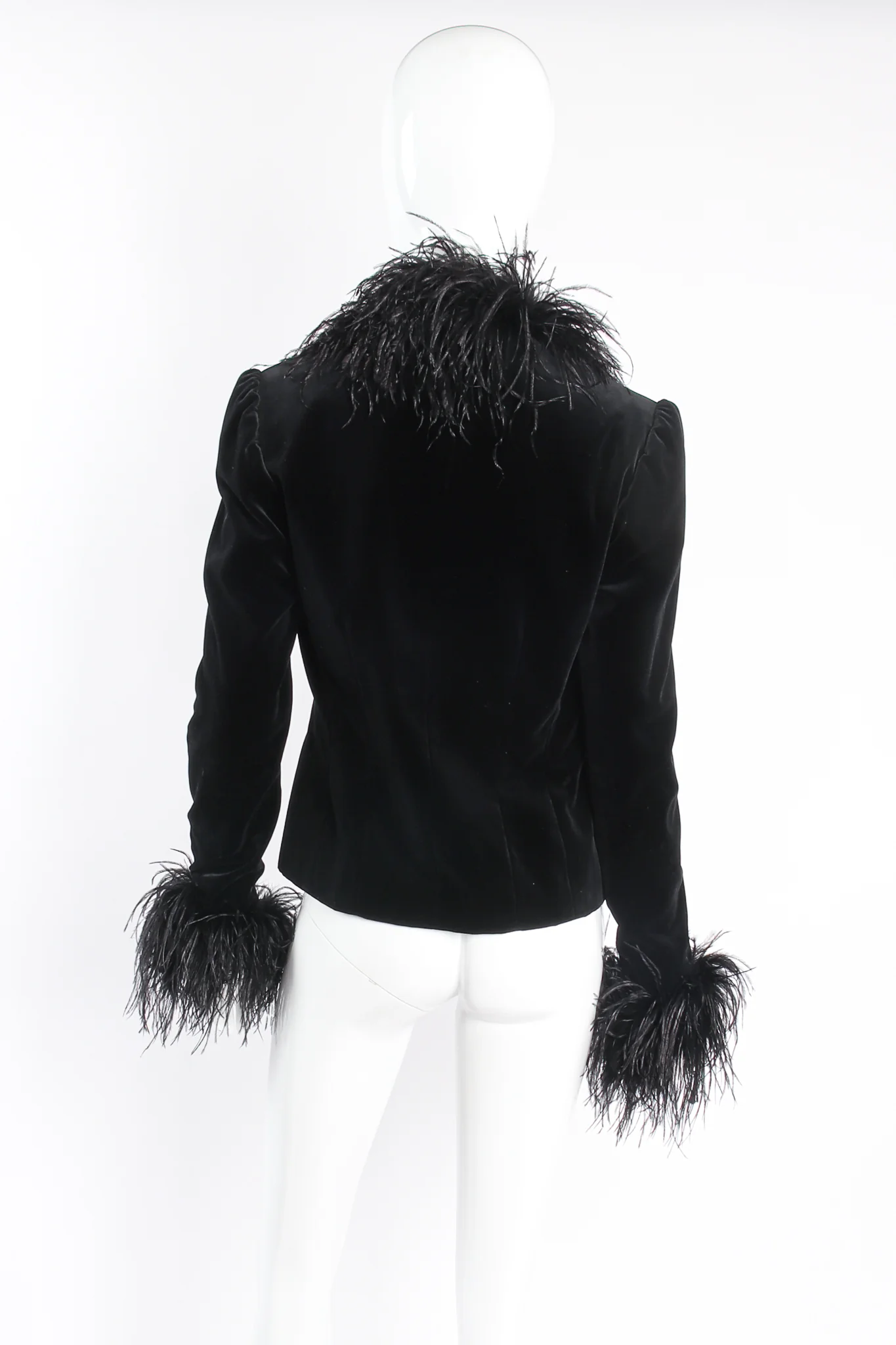 Velvet Ostrich Feather Trim Jacket - Image 5