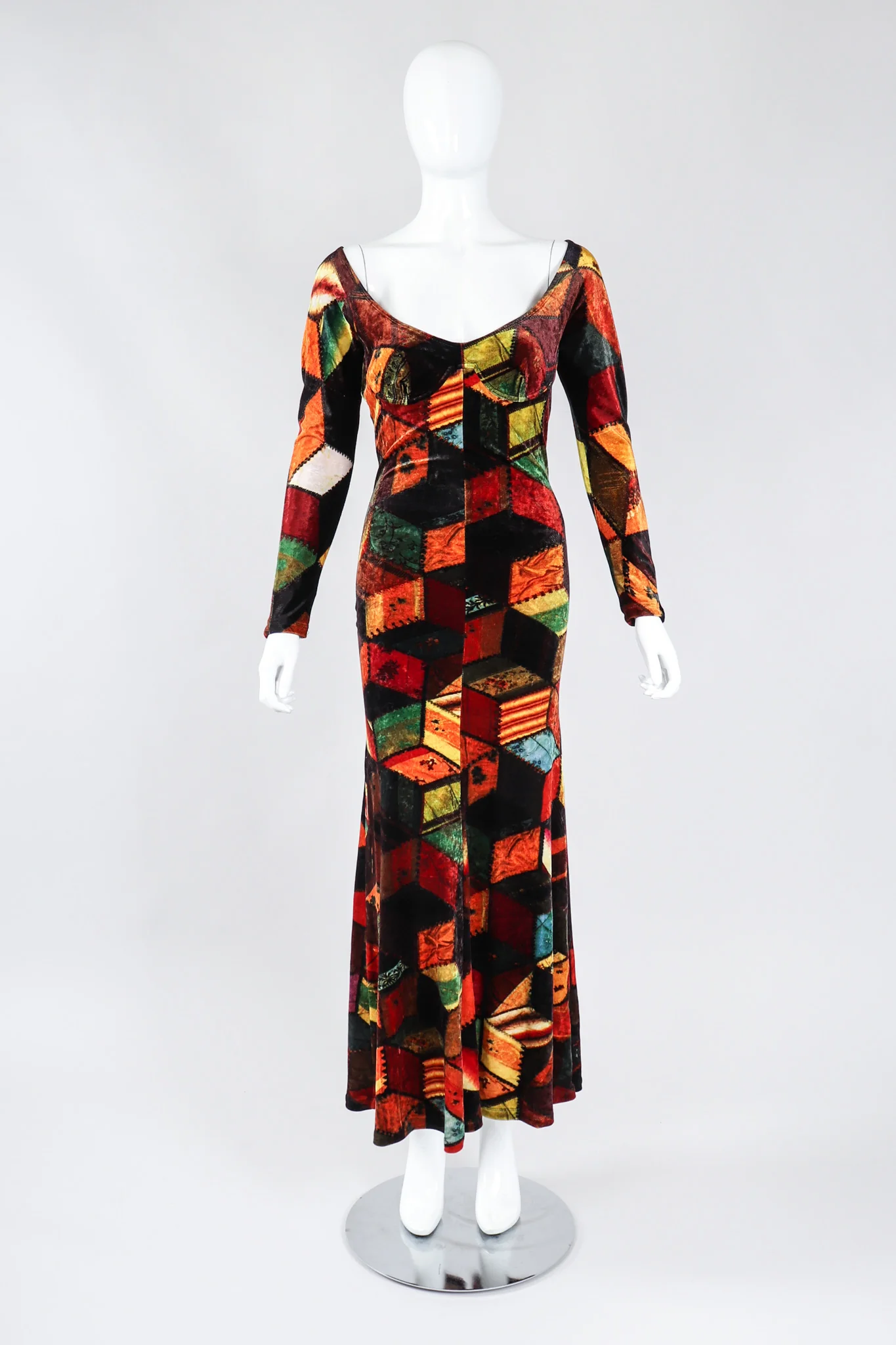 Velvet Patchwork Underwire Dress - Image 2