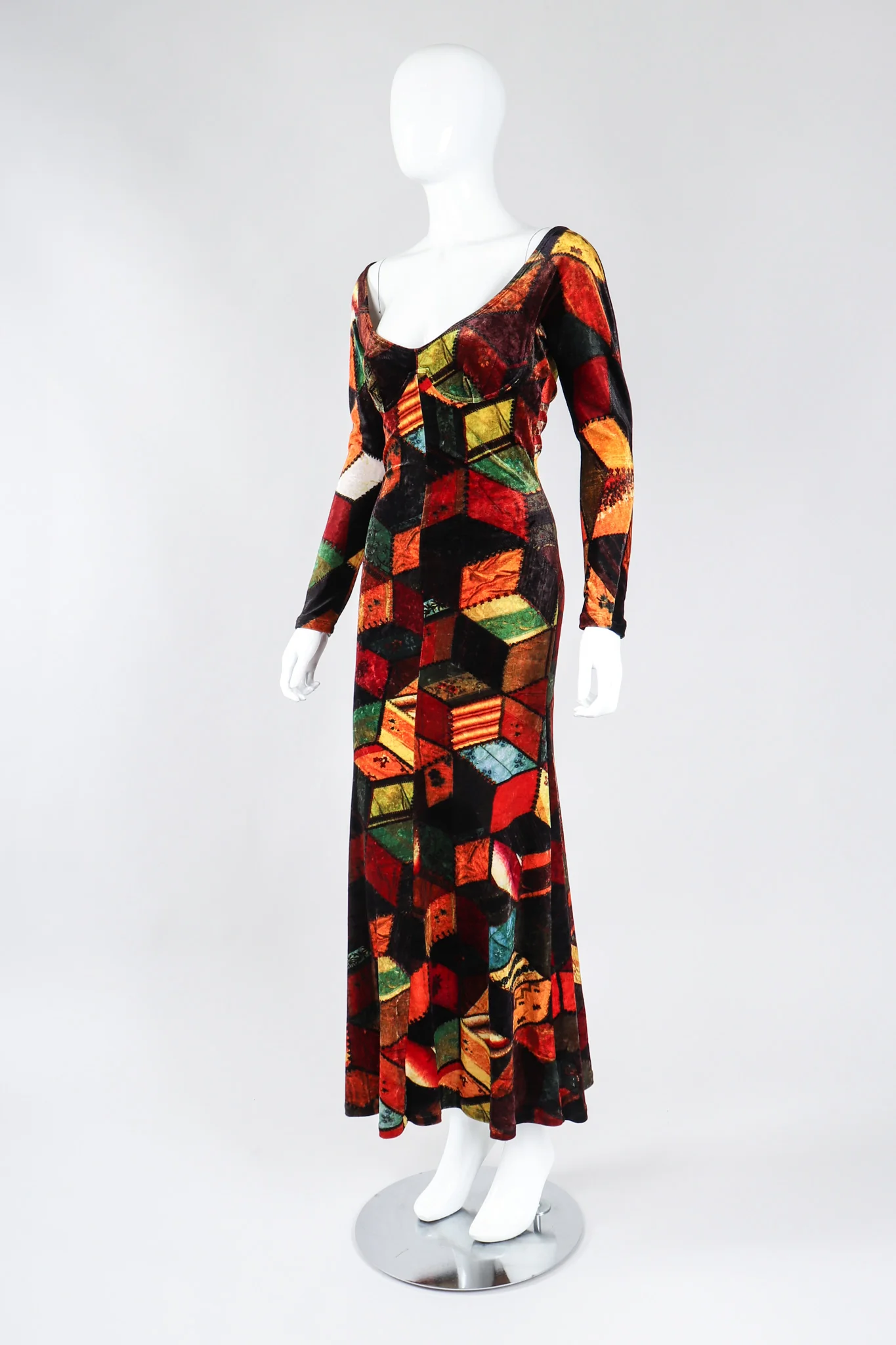 Velvet Patchwork Underwire Dress - Image 3