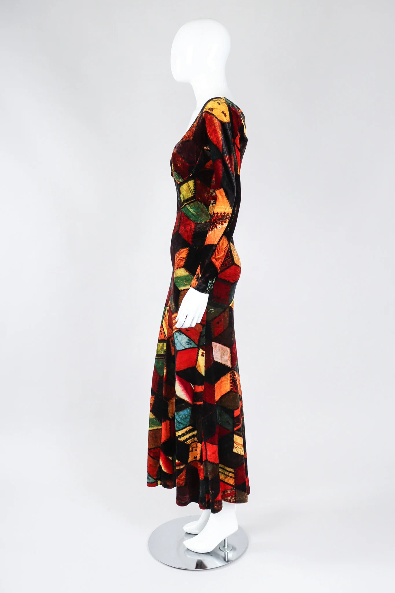Velvet Patchwork Underwire Dress - Image 4