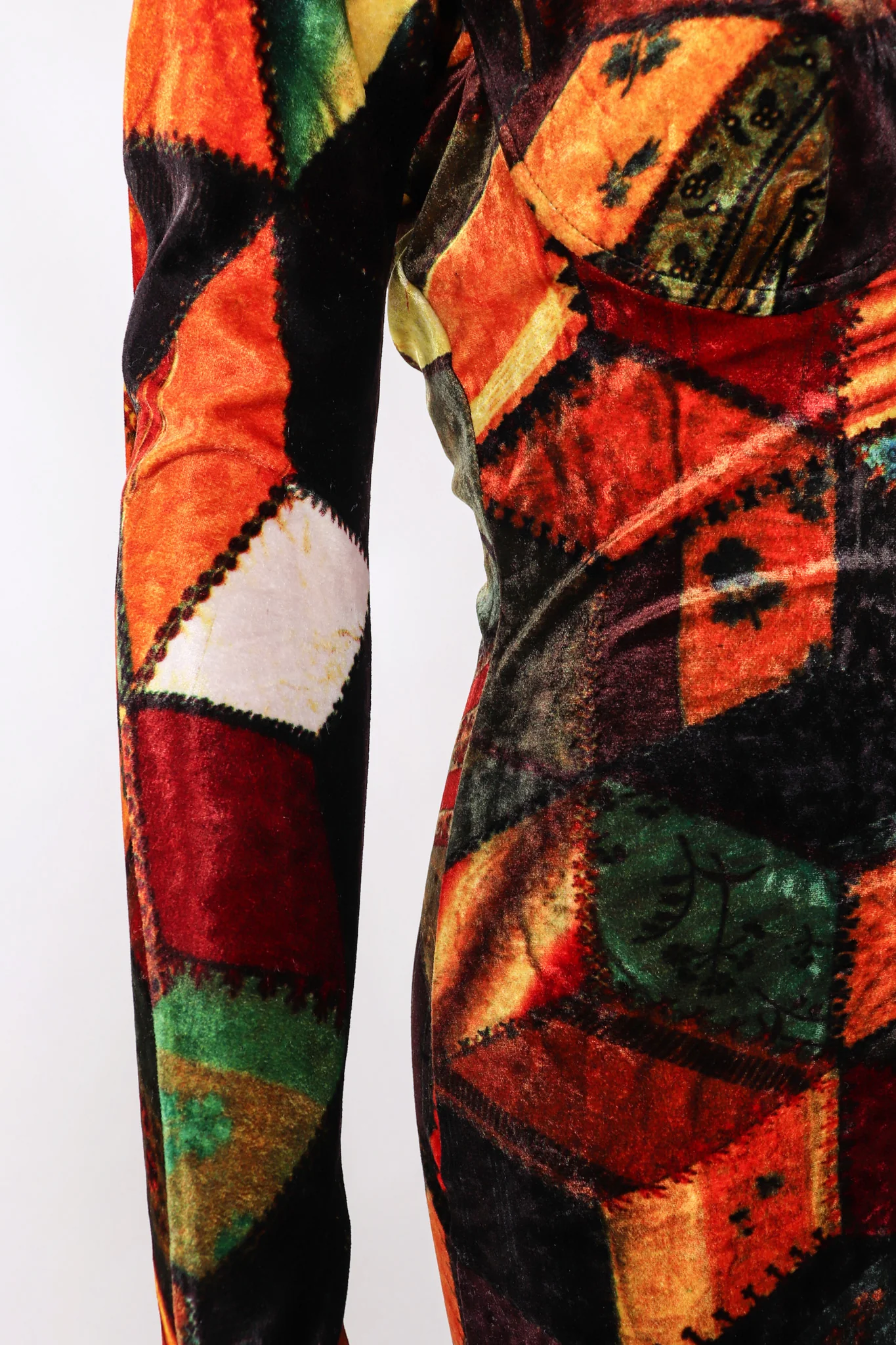 Velvet Patchwork Underwire Dress - Image 8