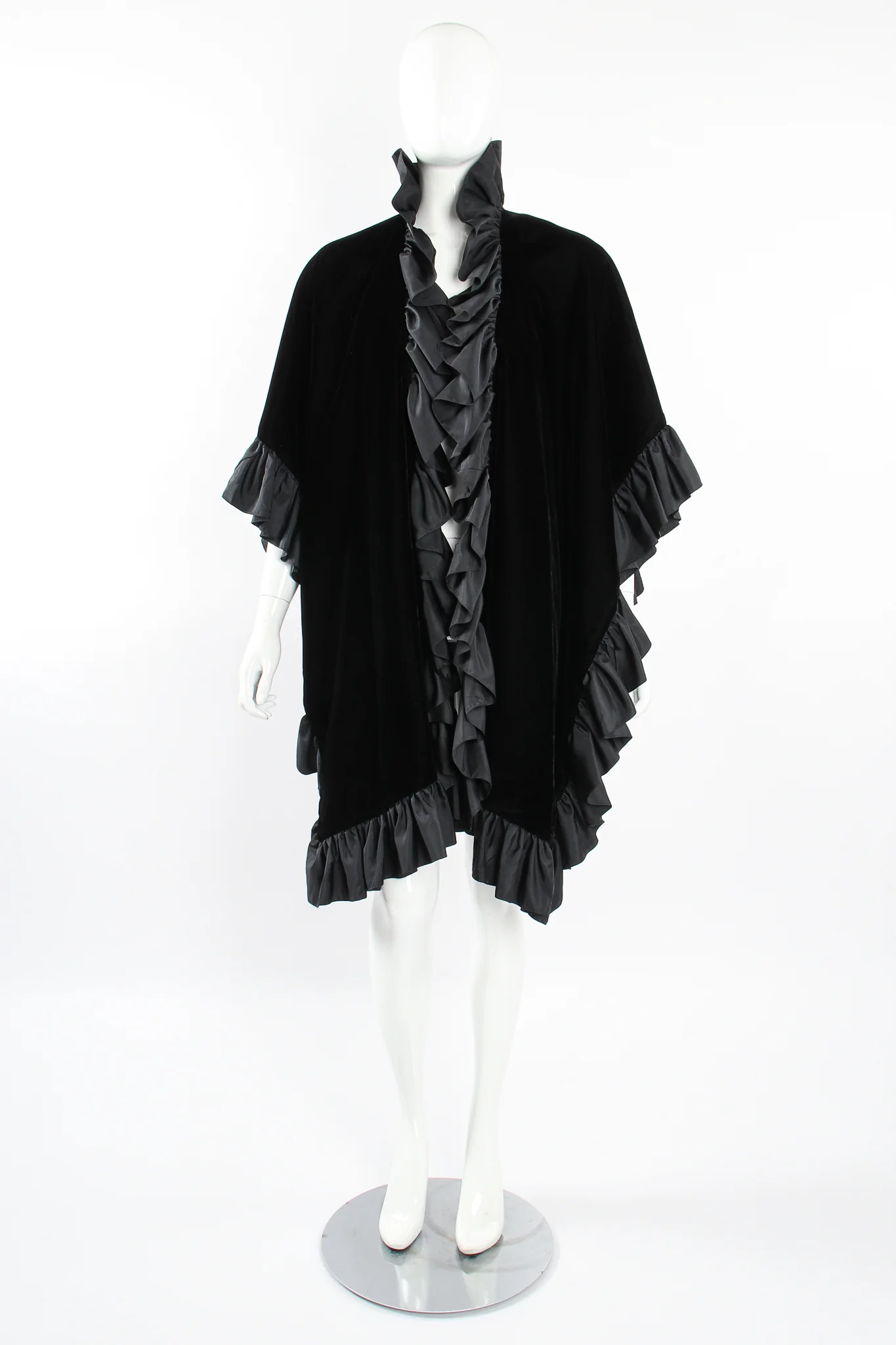 Velvet Ruffle Poncho Cape - Image 7