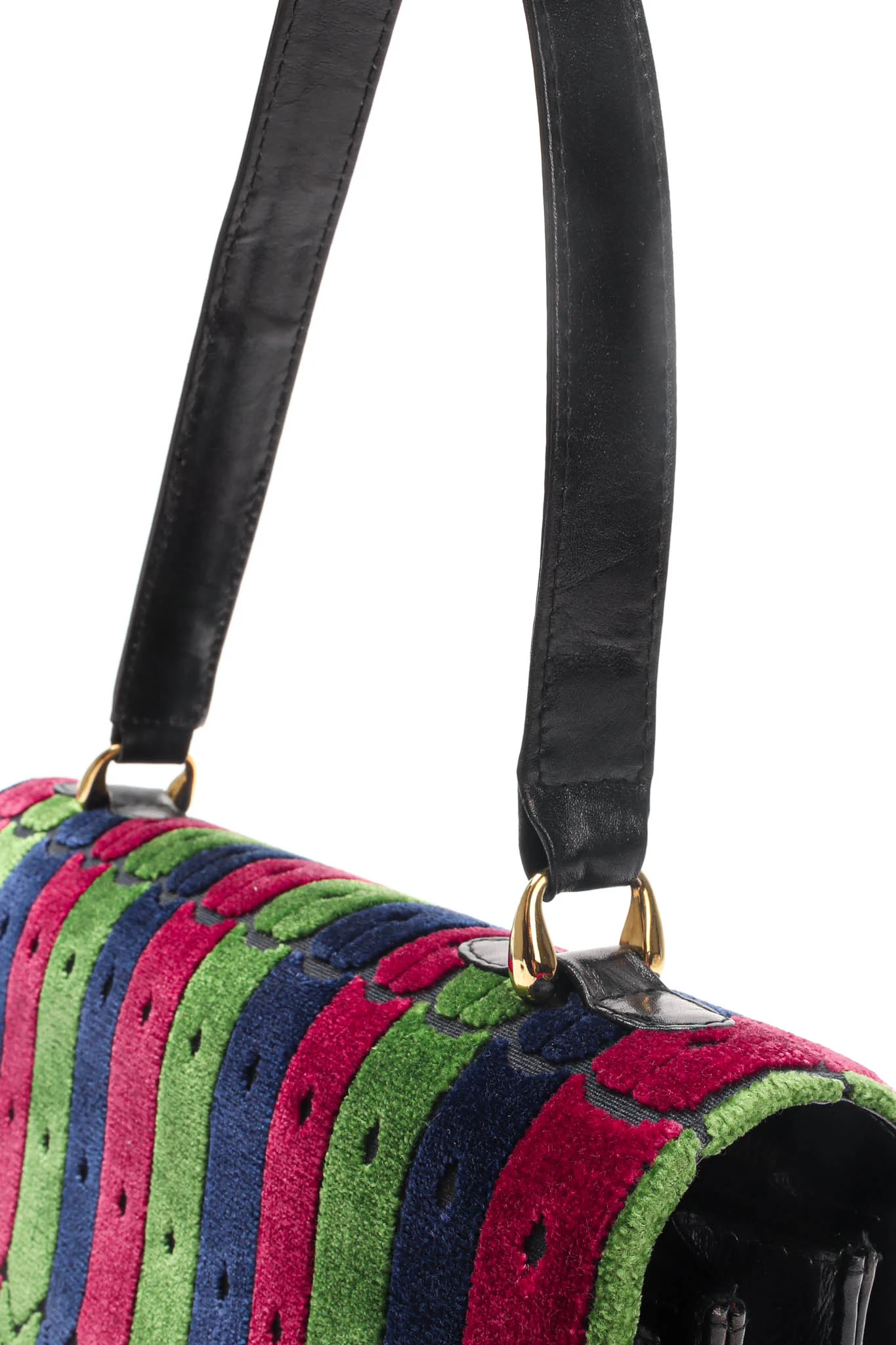 Velvet Stripe Accordion Leather Bag - Image 10