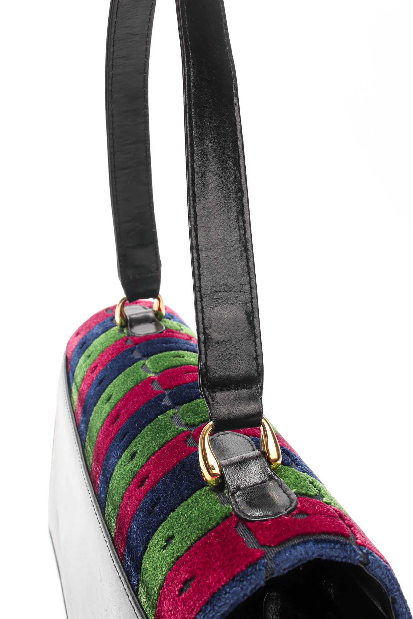 Velvet Stripe Accordion Leather Bag - Image 11