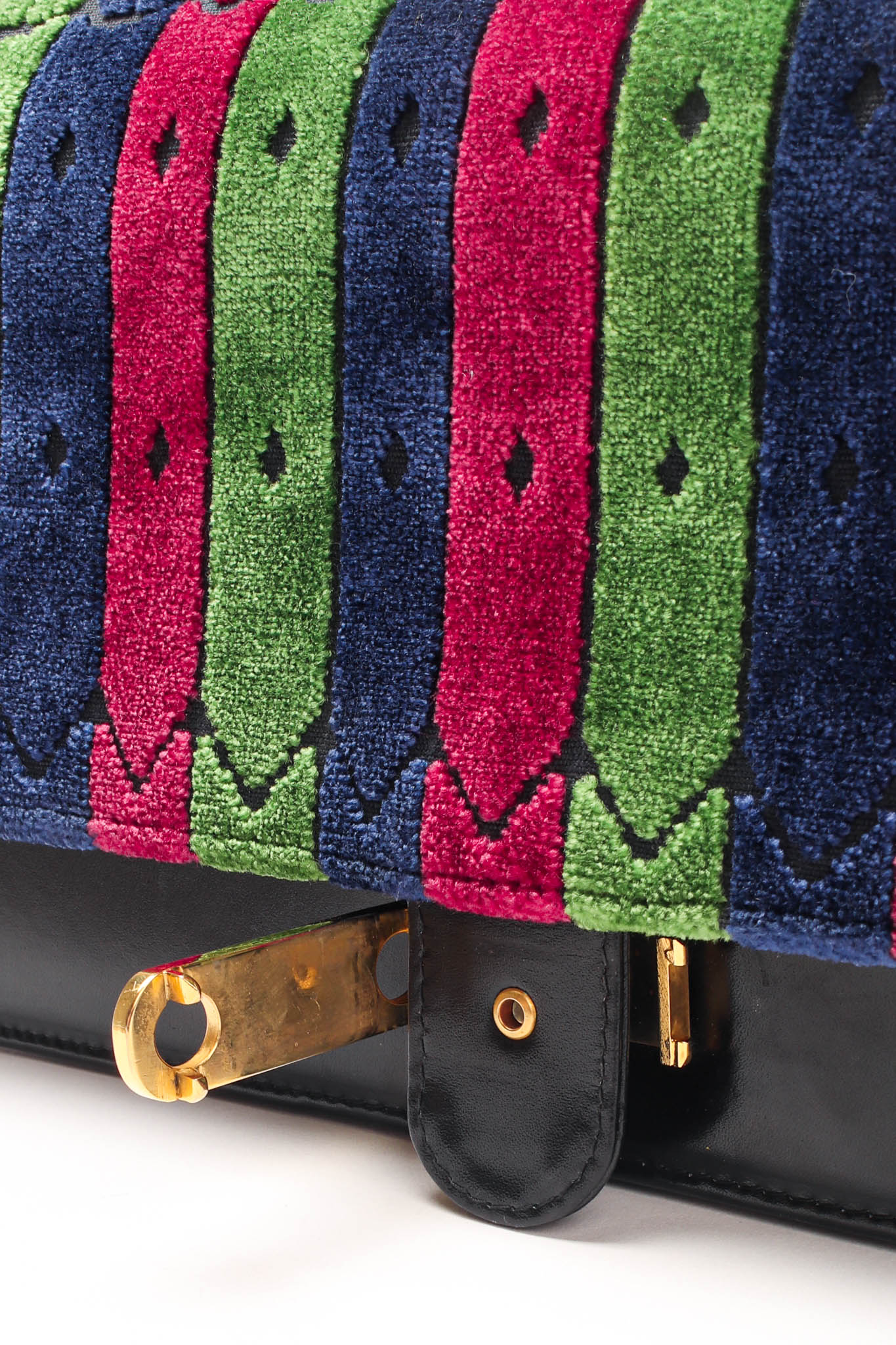 Velvet Stripe Accordion Leather Bag - Image 13