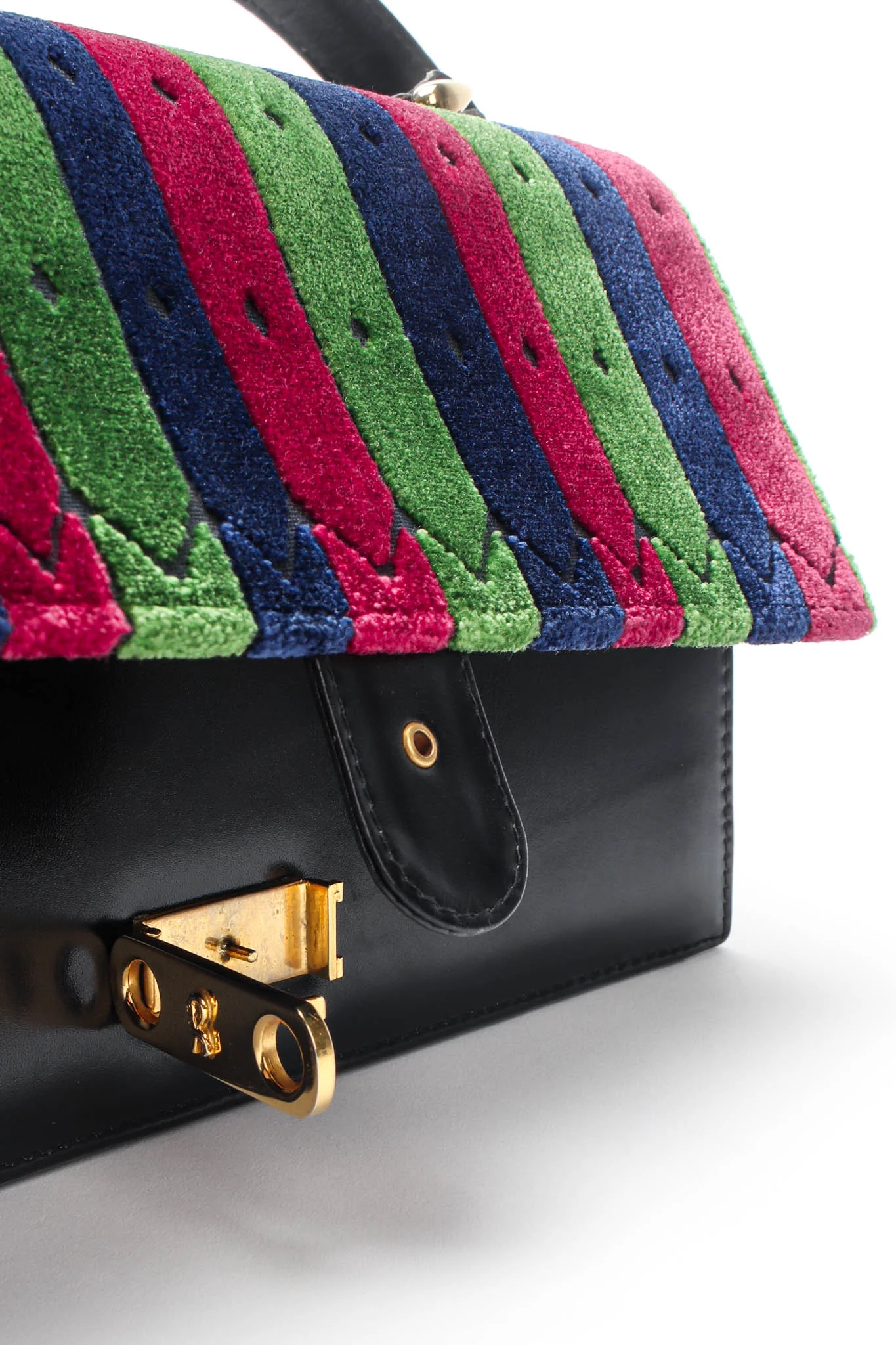 Velvet Stripe Accordion Leather Bag - Image 14