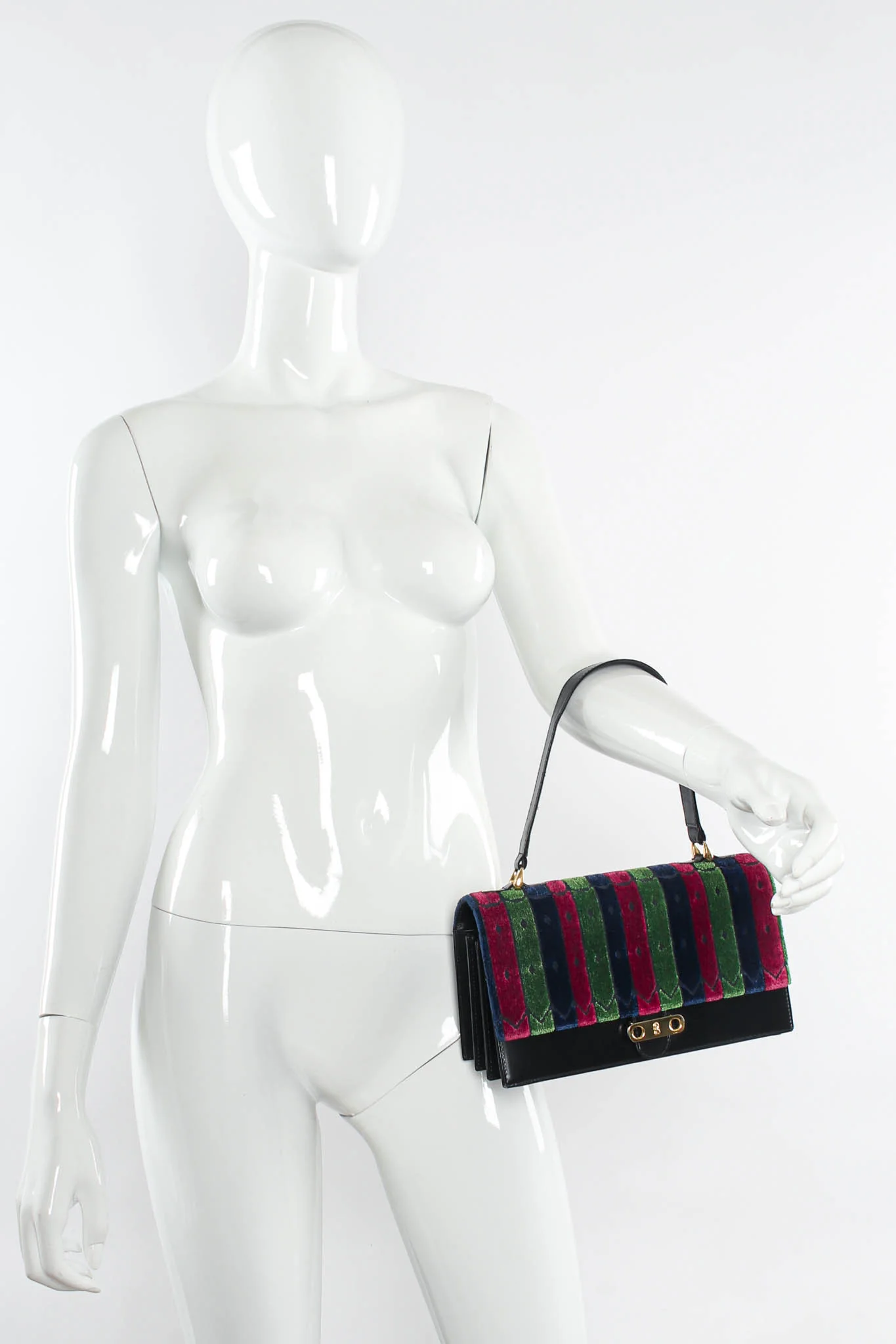 Velvet Stripe Accordion Leather Bag - Image 3