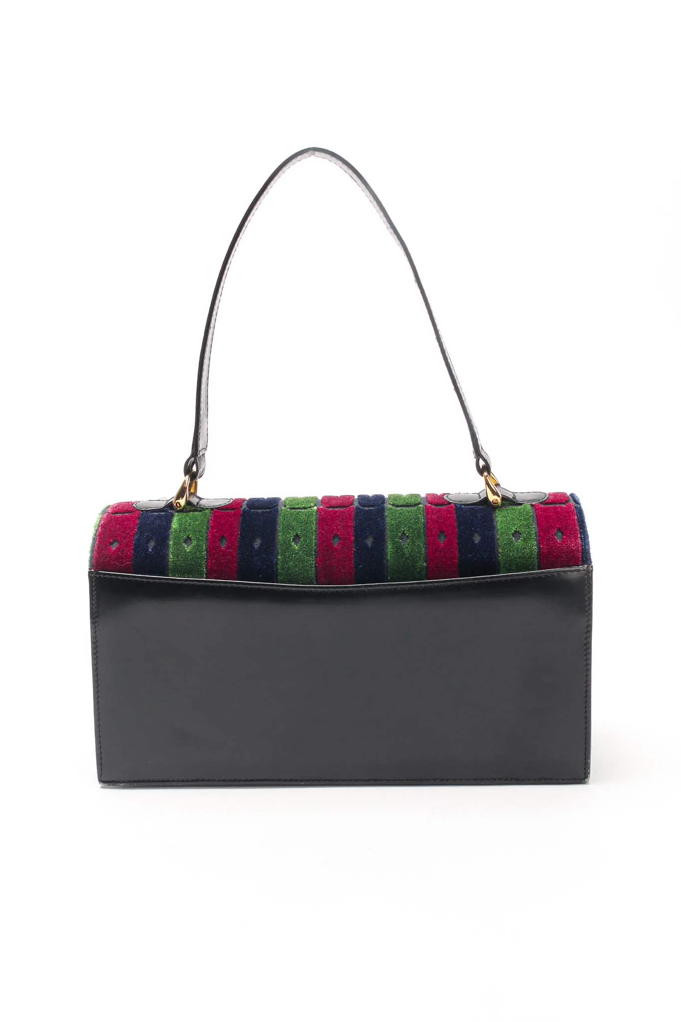 Velvet Stripe Accordion Leather Bag - Image 4