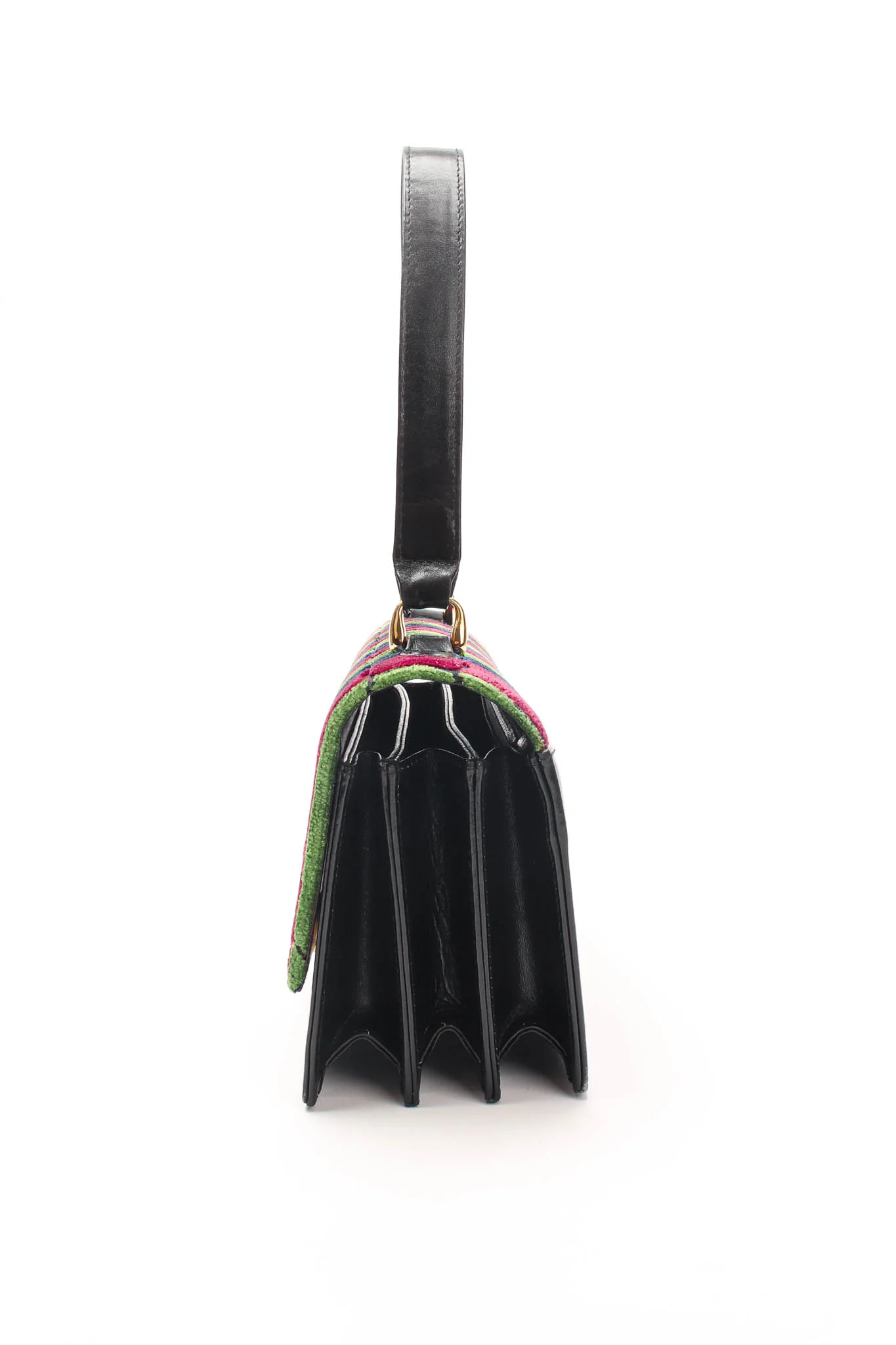 Velvet Stripe Accordion Leather Bag - Image 5