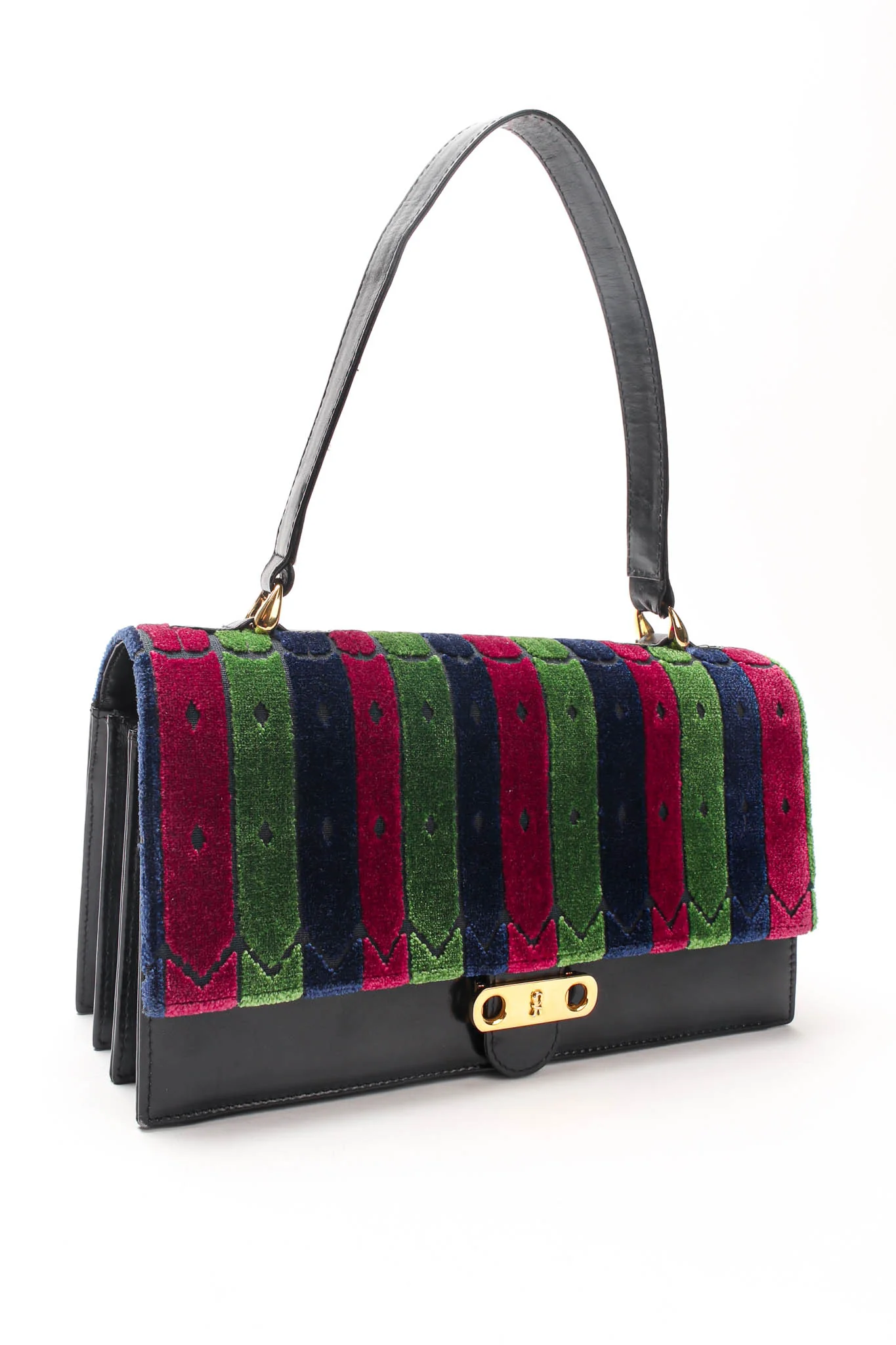 Velvet Stripe Accordion Leather Bag - Image 6