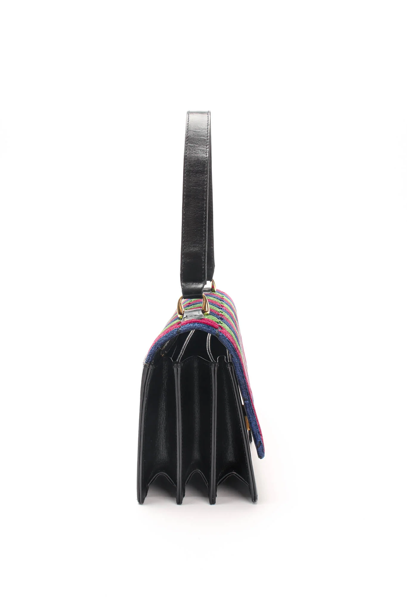 Velvet Stripe Accordion Leather Bag - Image 7