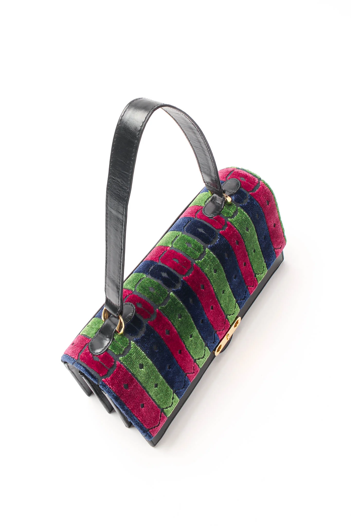 Velvet Stripe Accordion Leather Bag - Image 9
