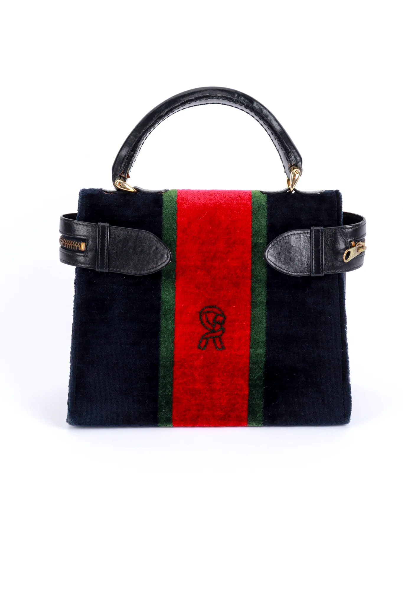 Velvet Stripe Zip-Around Handbag - Image 4