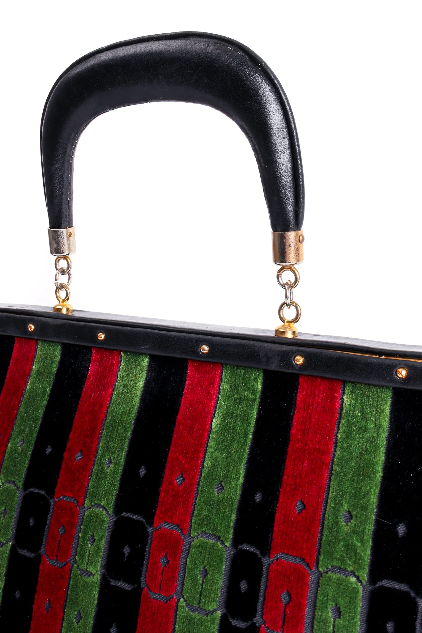 Oversized Buckle Striped Velvet Bag - Image 10