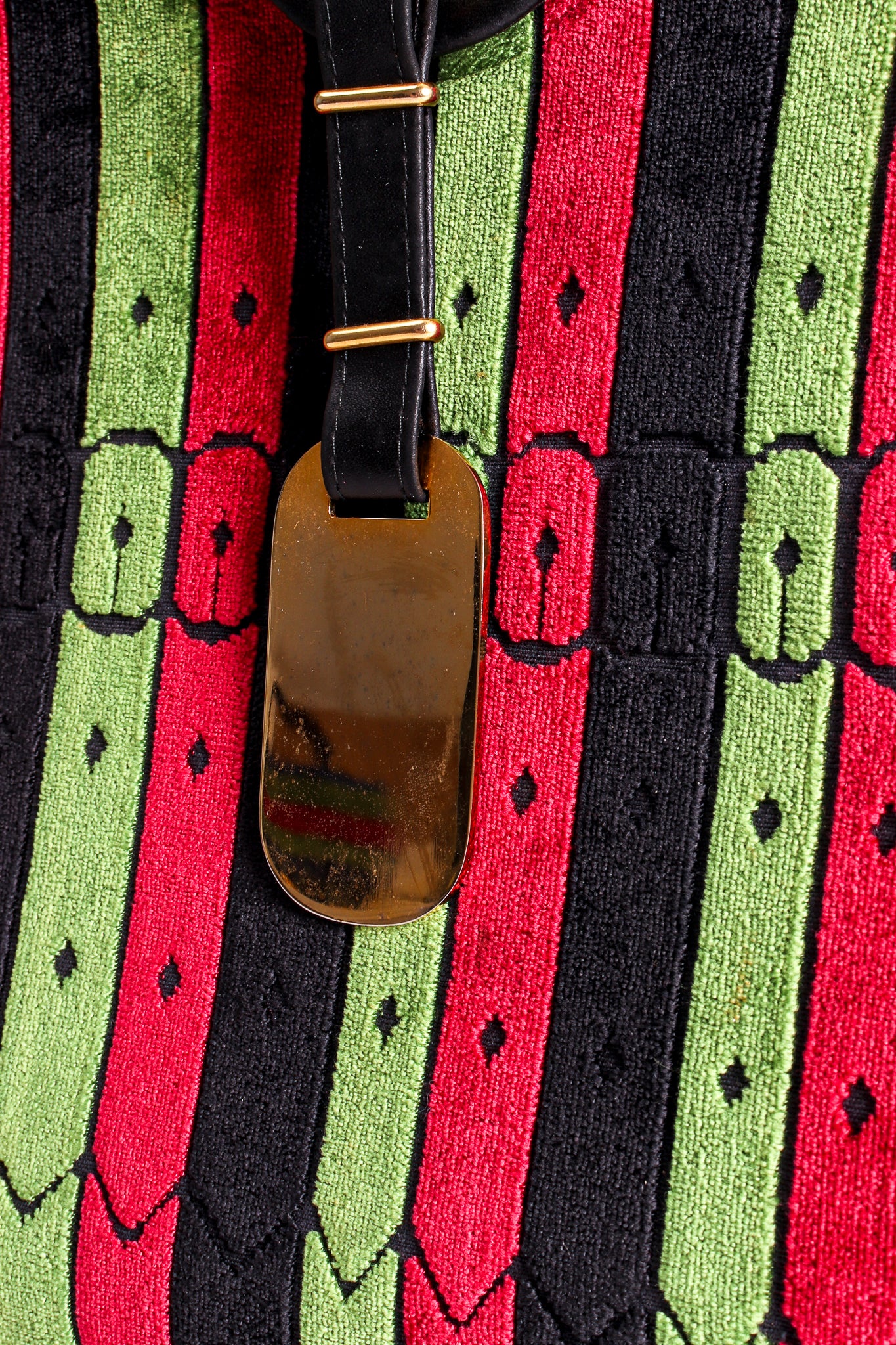 Oversized Buckle Striped Velvet Bag - Image 12