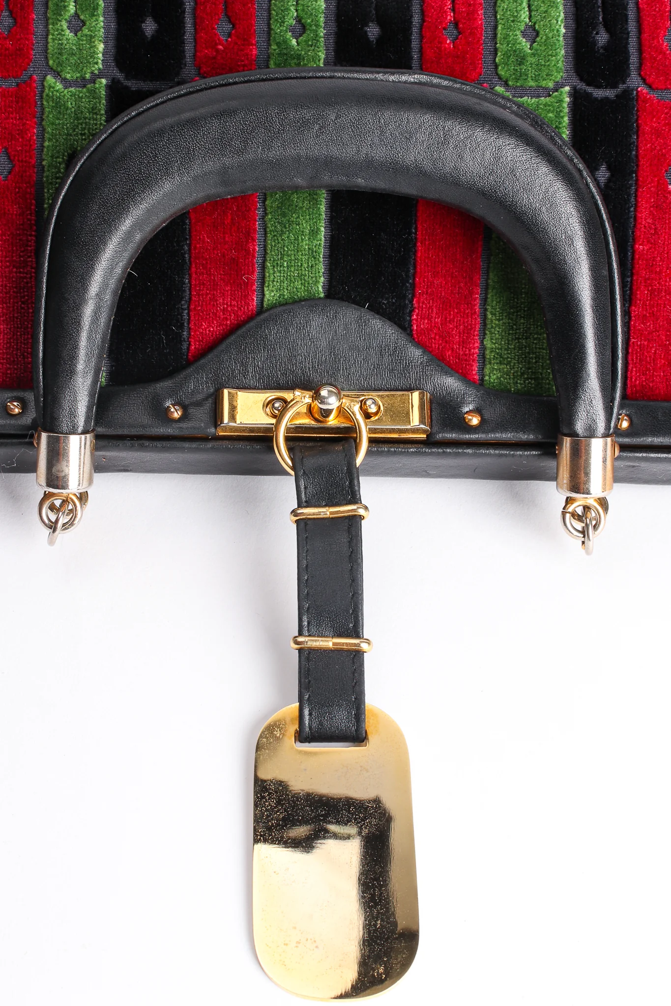 Oversized Buckle Striped Velvet Bag - Image 16