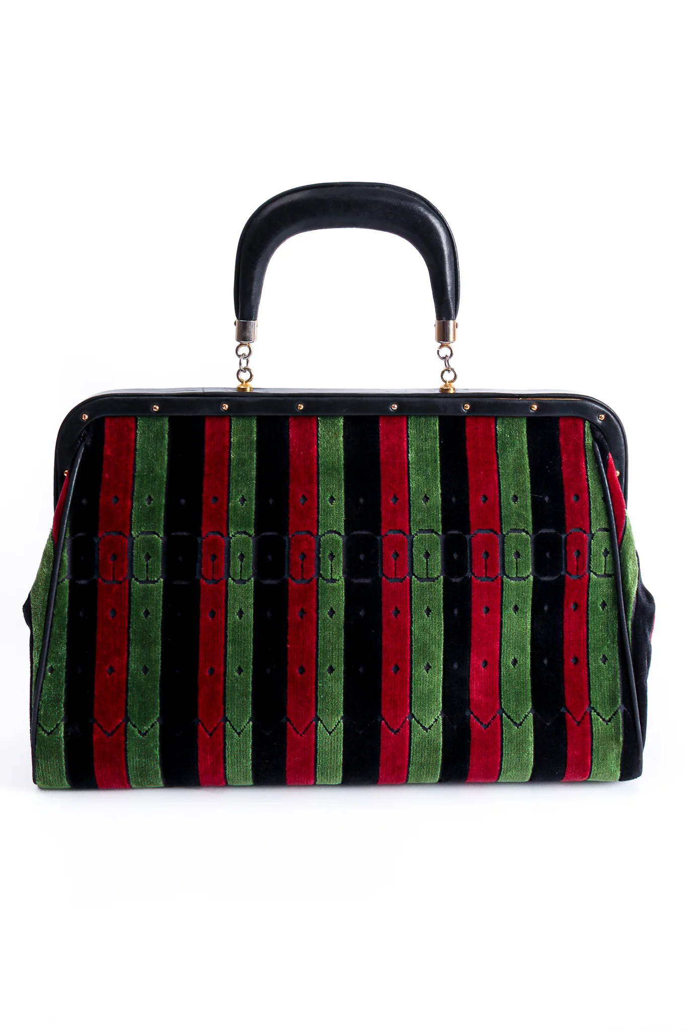 Oversized Buckle Striped Velvet Bag - Image 6