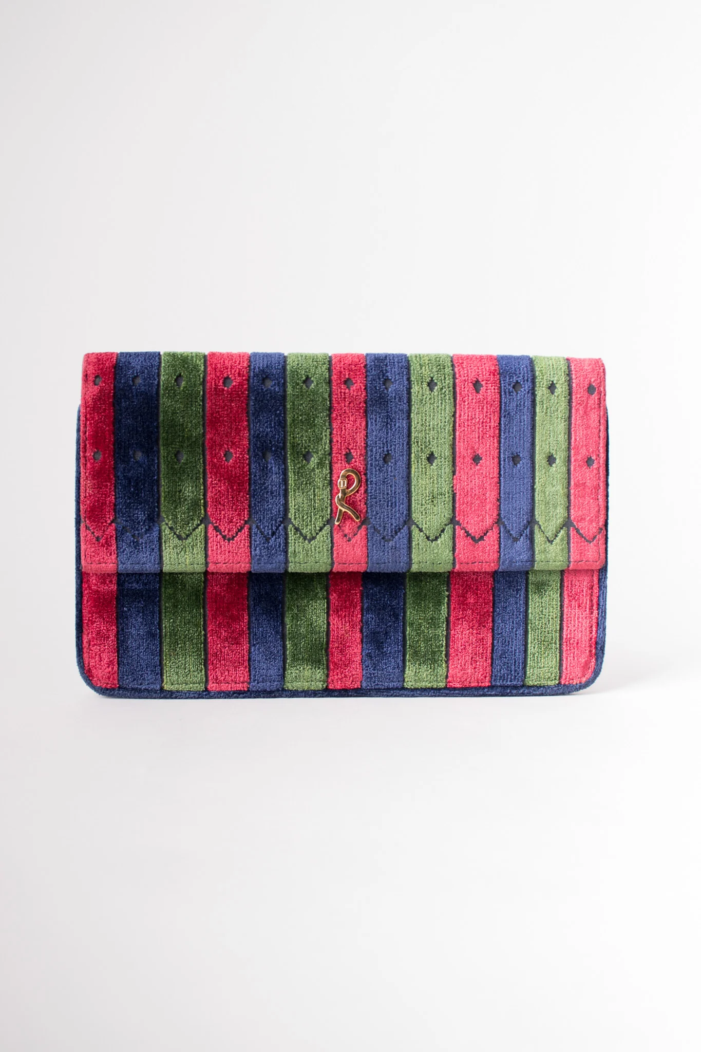 Velvet Striped Envelope Clutch - Image 2