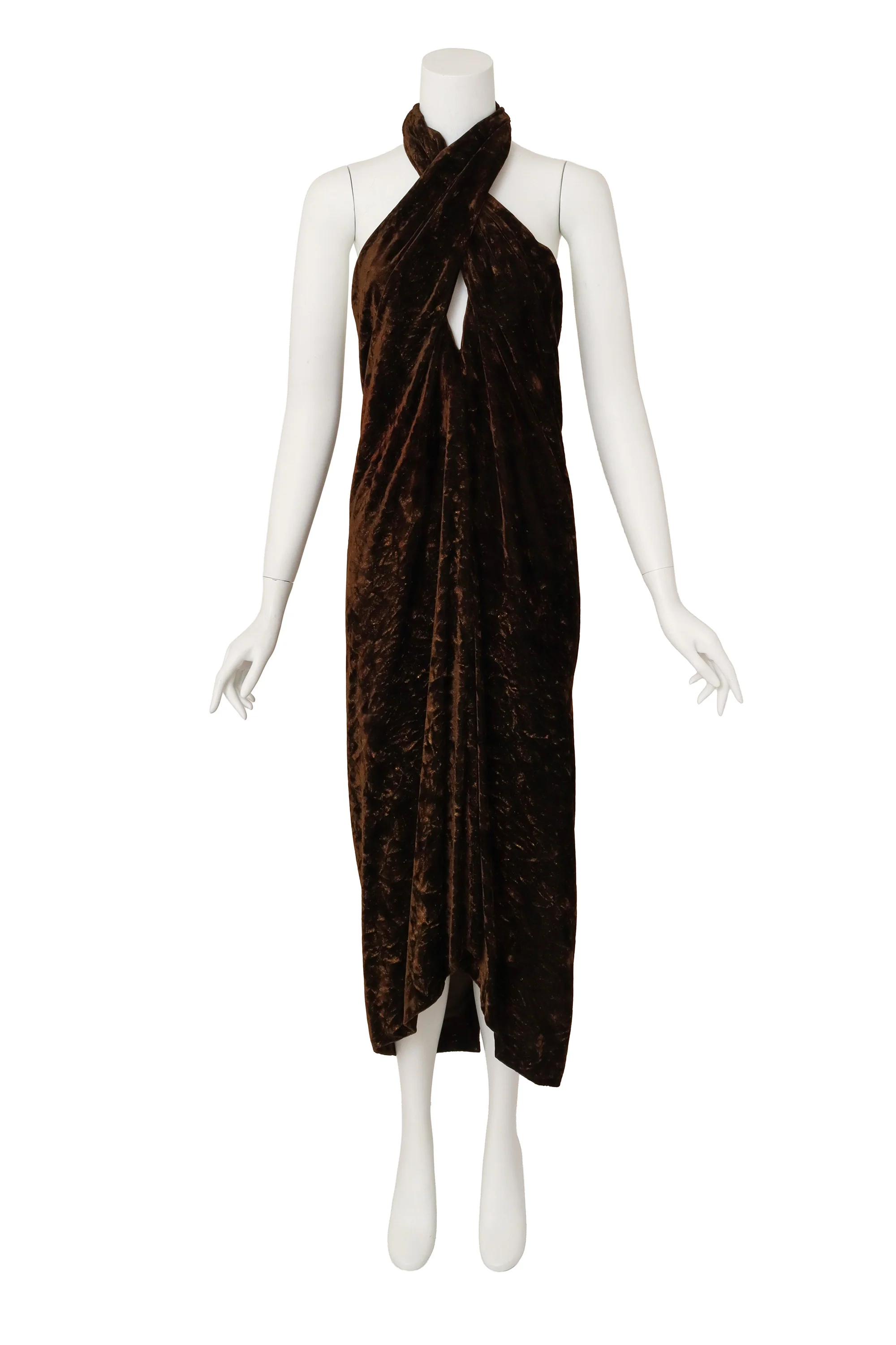 Velvet Wrap Halter Drape Dress - Image 2